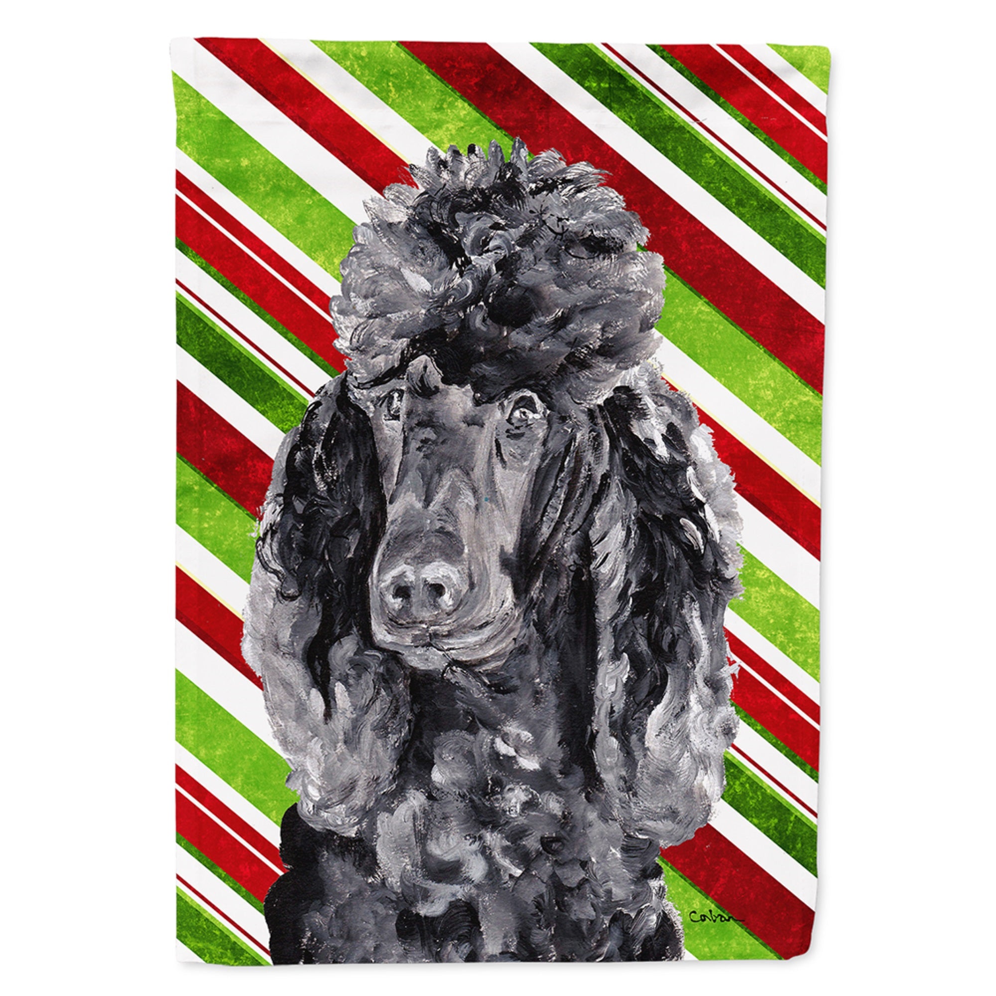 Black Standard Poodle Candy Cane Christmas Flag Garden Size