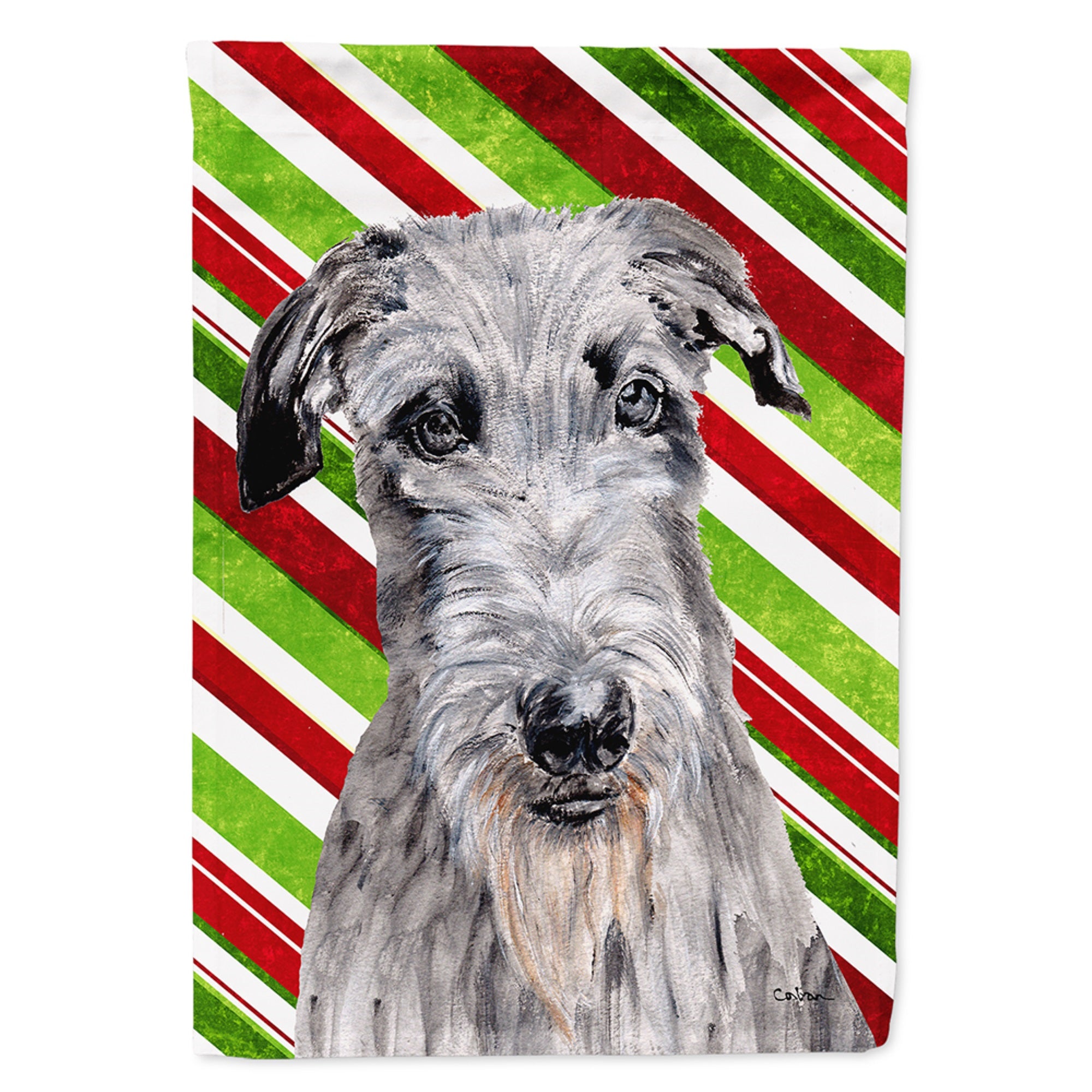 Scottish Deerhound Candy Cane Christmas Flag Garden Size