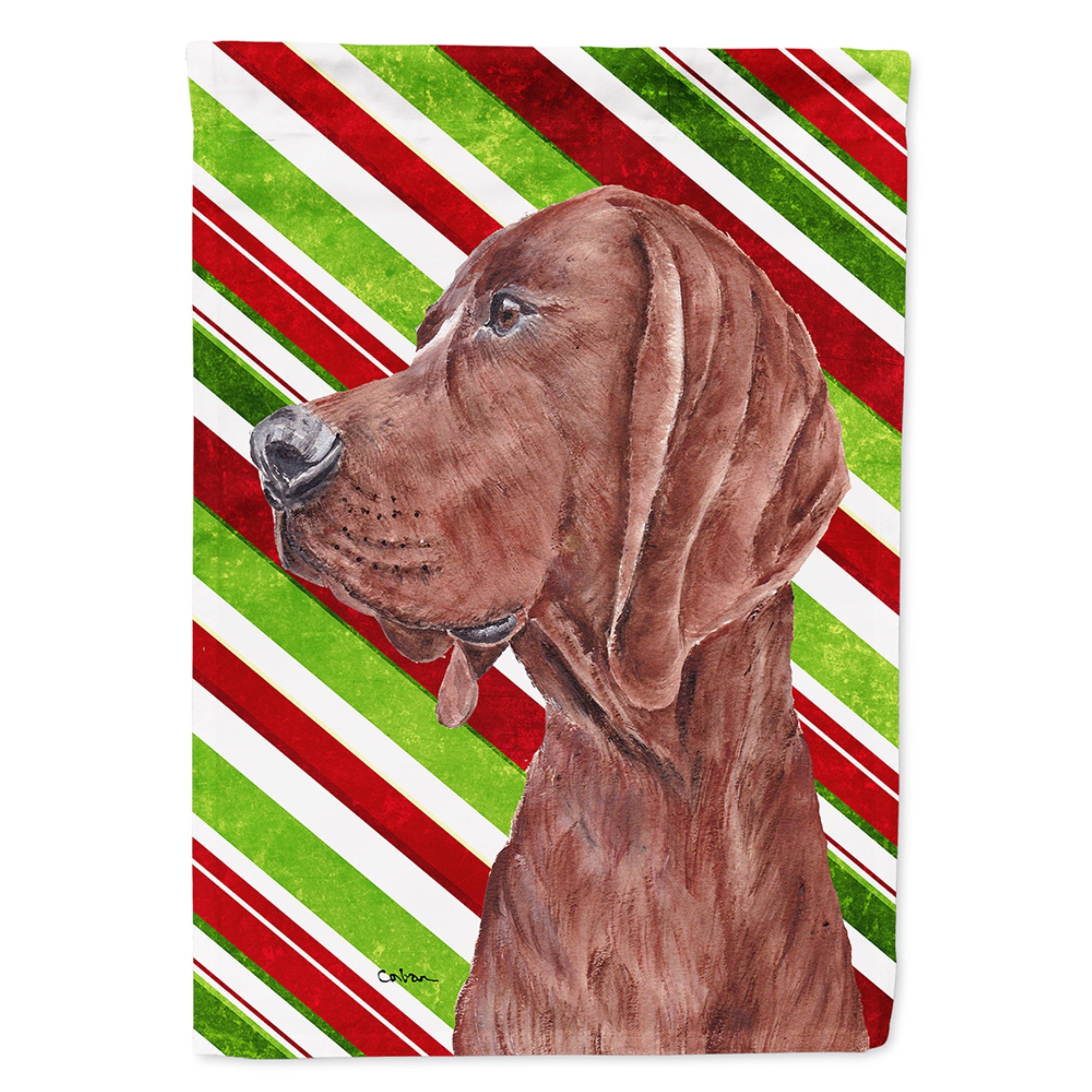 Redbone Coonhound Candy Cane Christmas Flag Garden Size