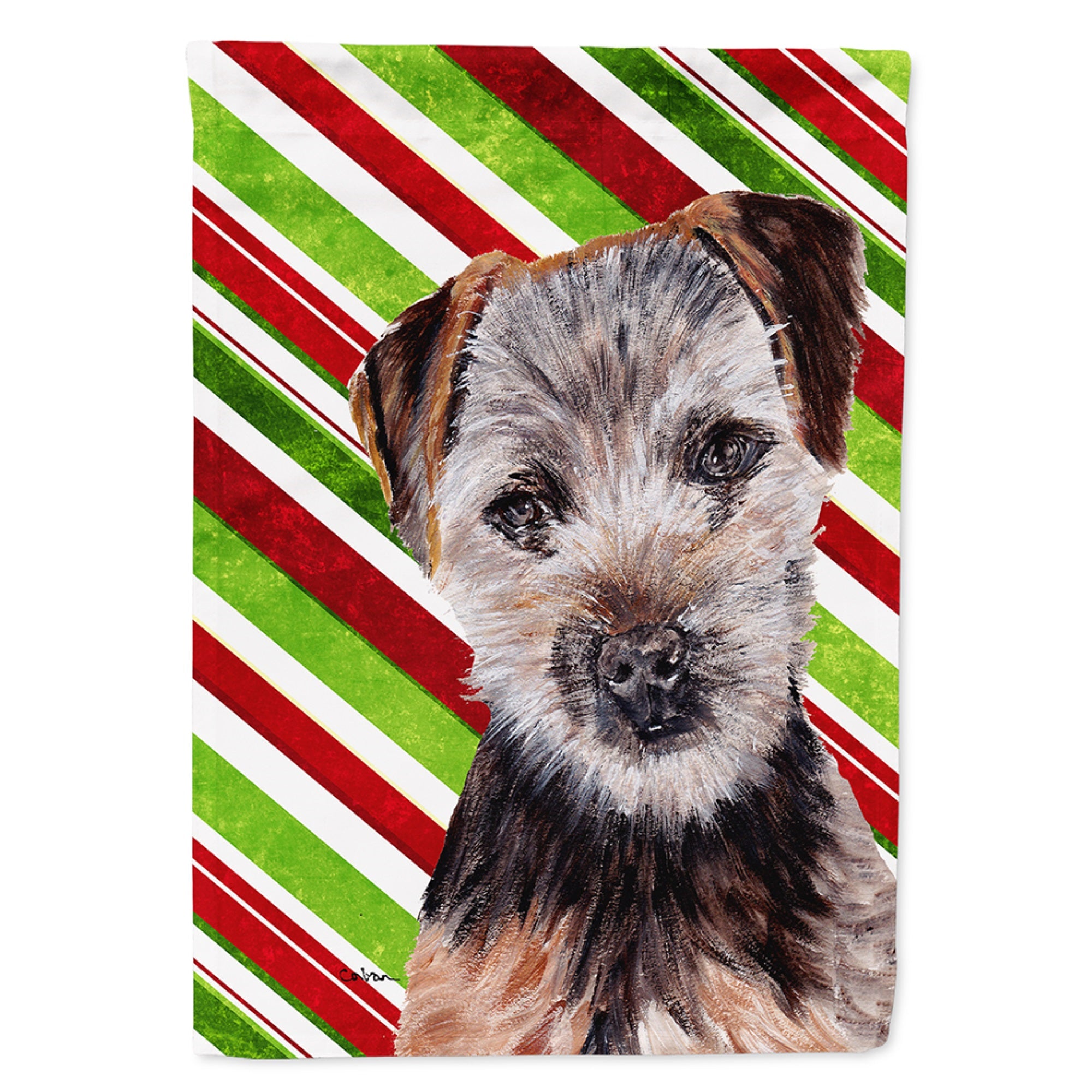 Norfolk Terrier Puppy Candy Cane Christmas Flag Garden Size