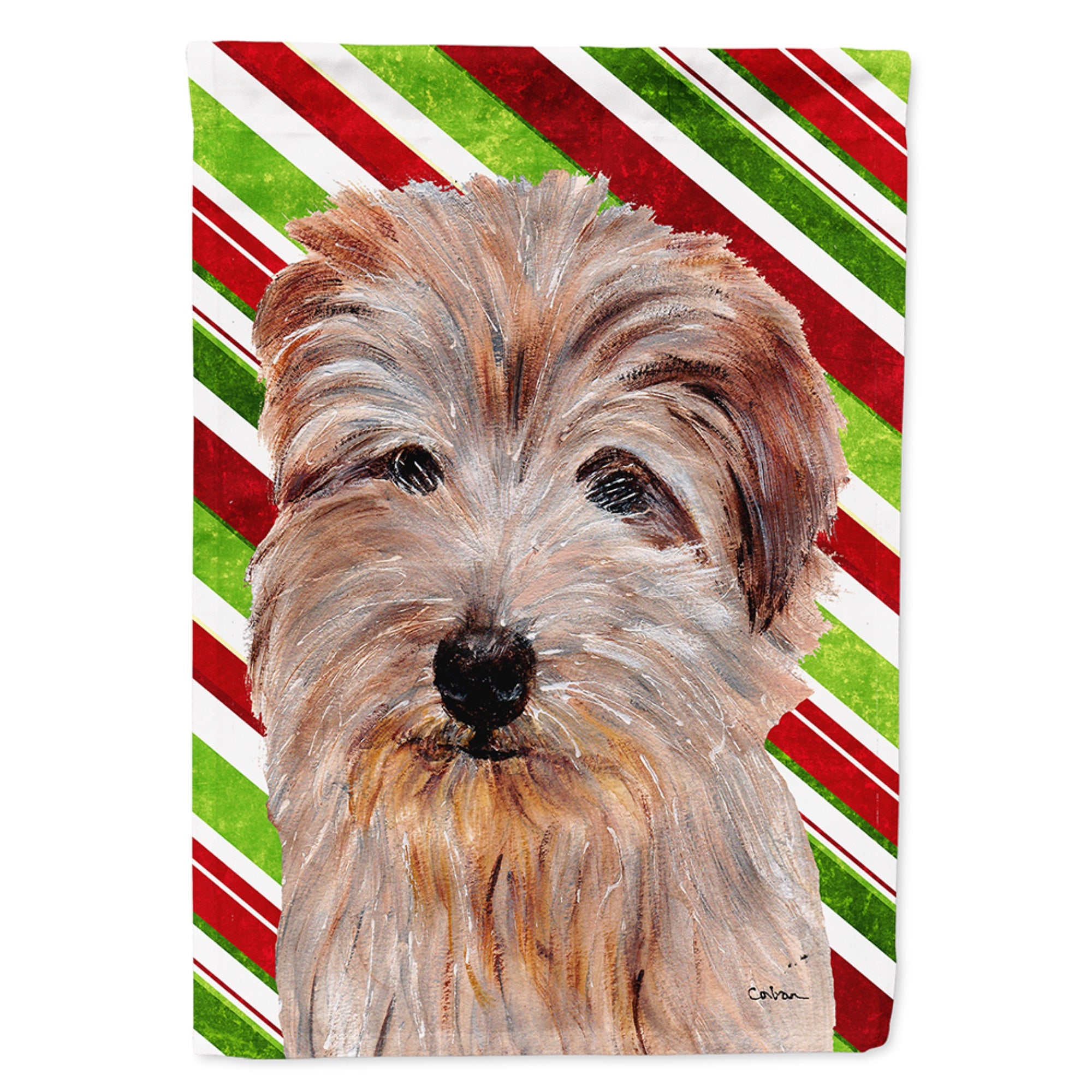 Norfolk Terrier Candy Cane Christmas Flag Garden Size