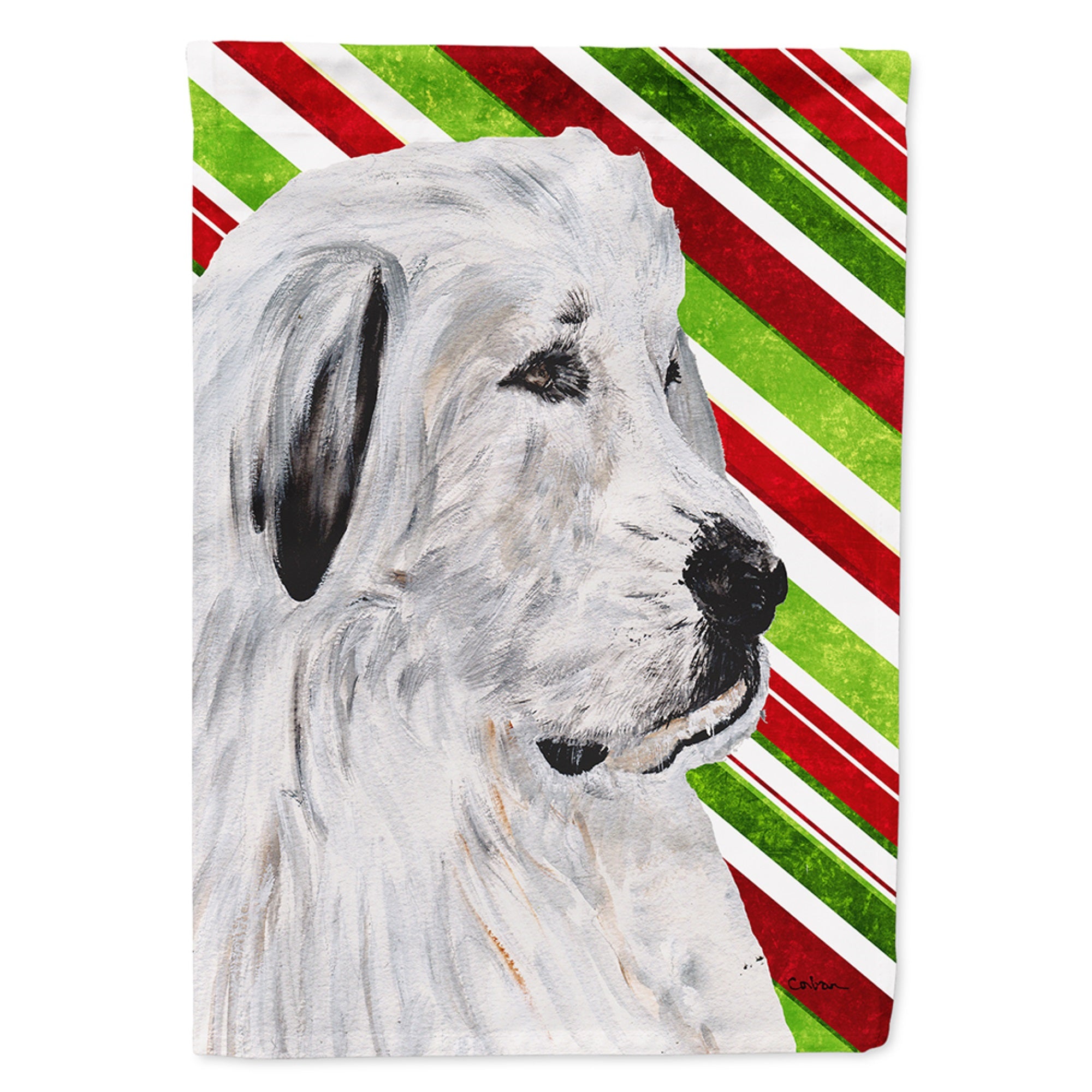 Great Pyrenees Candy Cane Christmas Flag Garden Size
