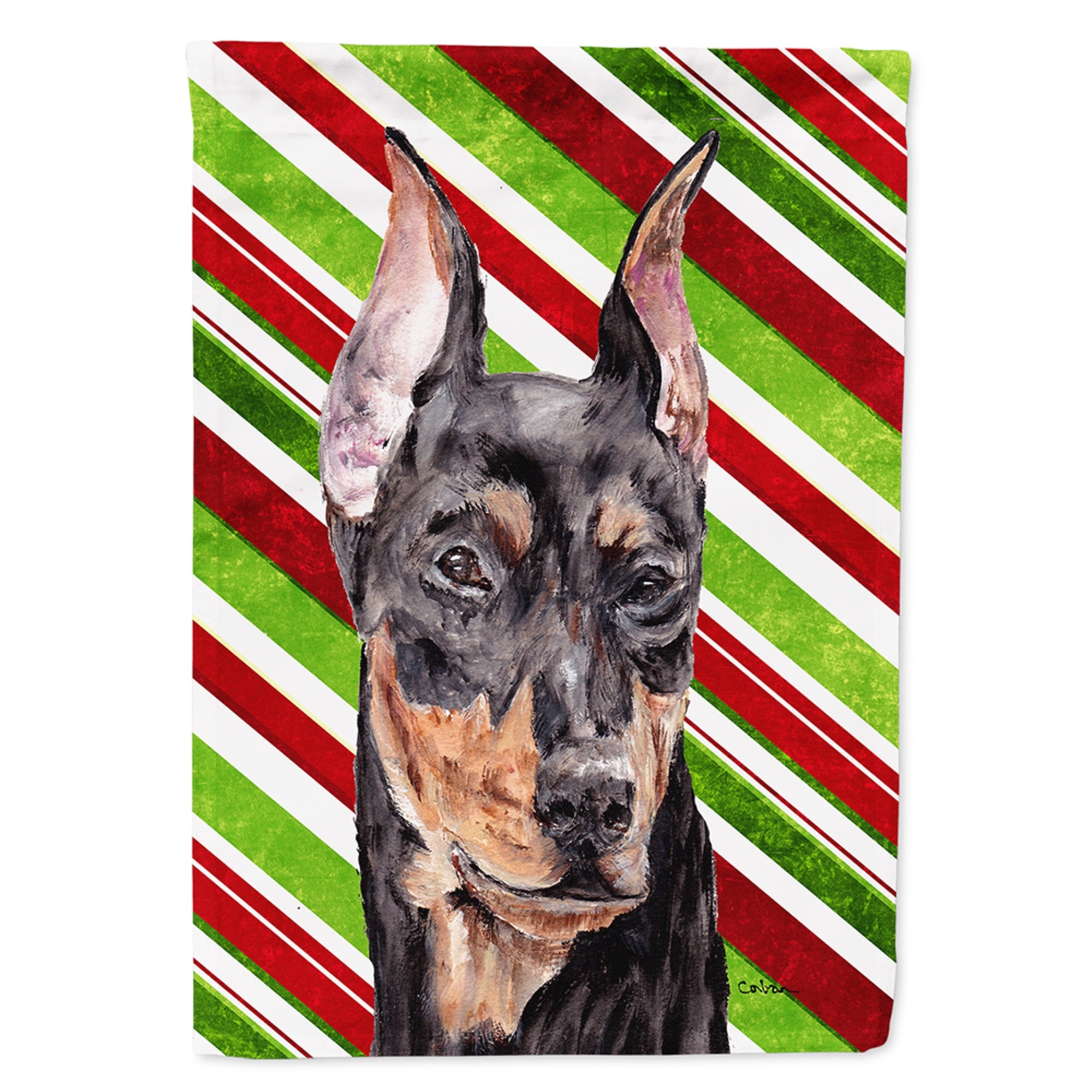 German Pinscher Candy Cane Christmas Flag Garden Size
