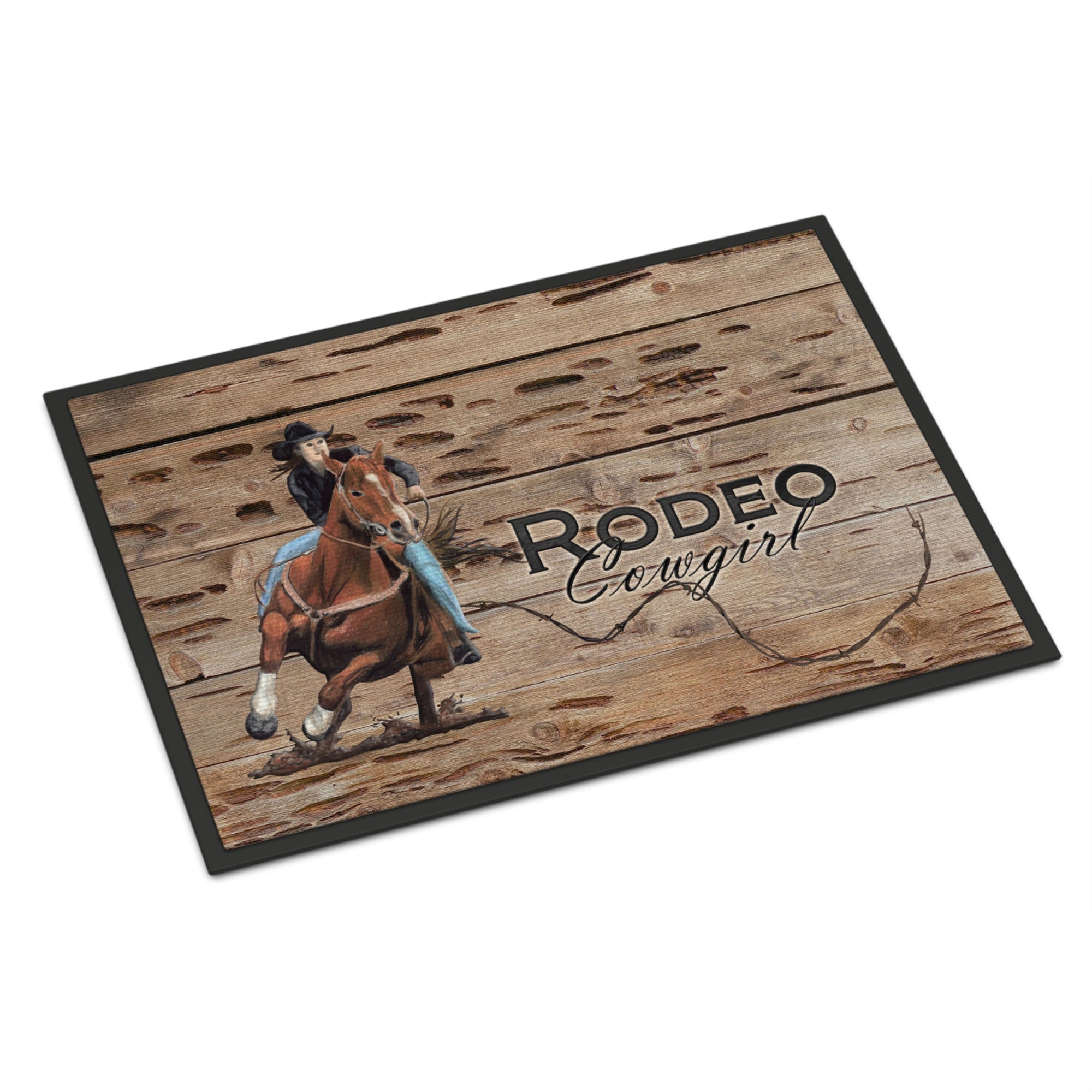 Rodeo Cowgirl Barrel Racer Indoor Or Outdoor Mat 24X36