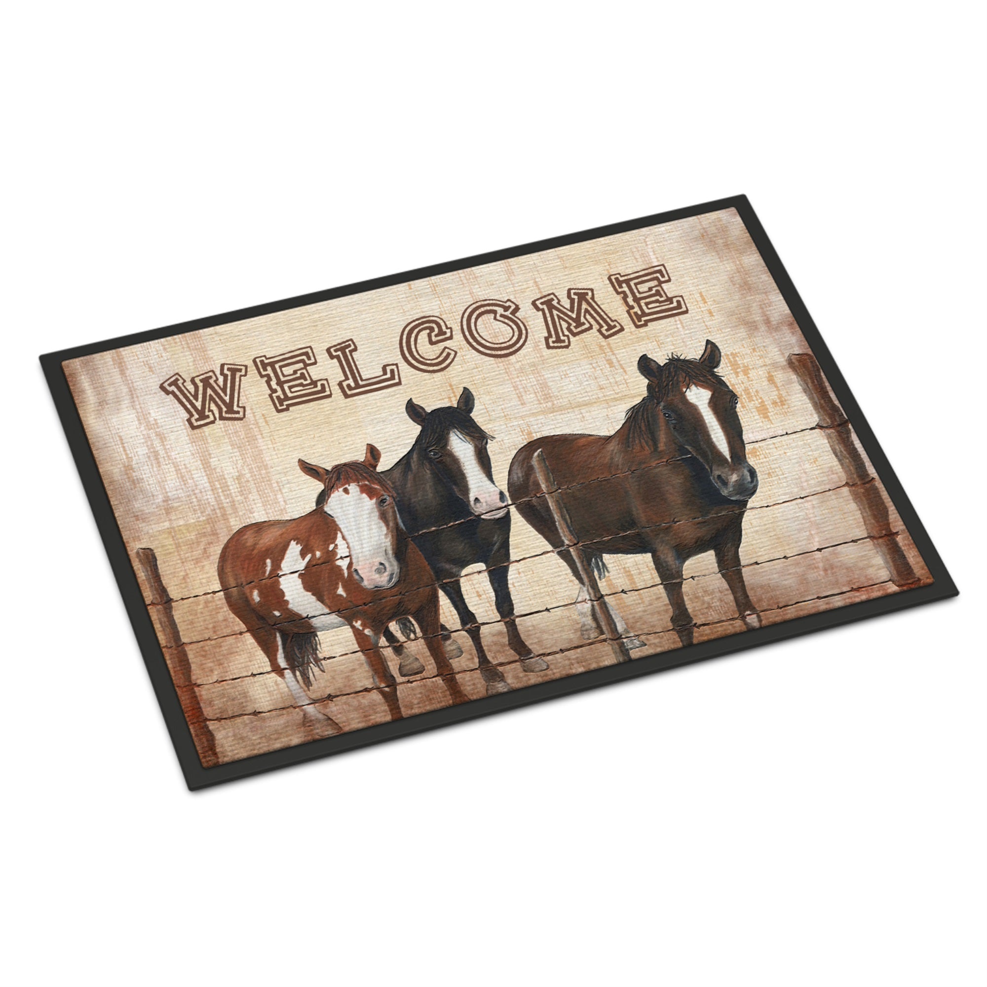 Welcome Mat With Horses Indoor Or Outdoor Mat 24X36