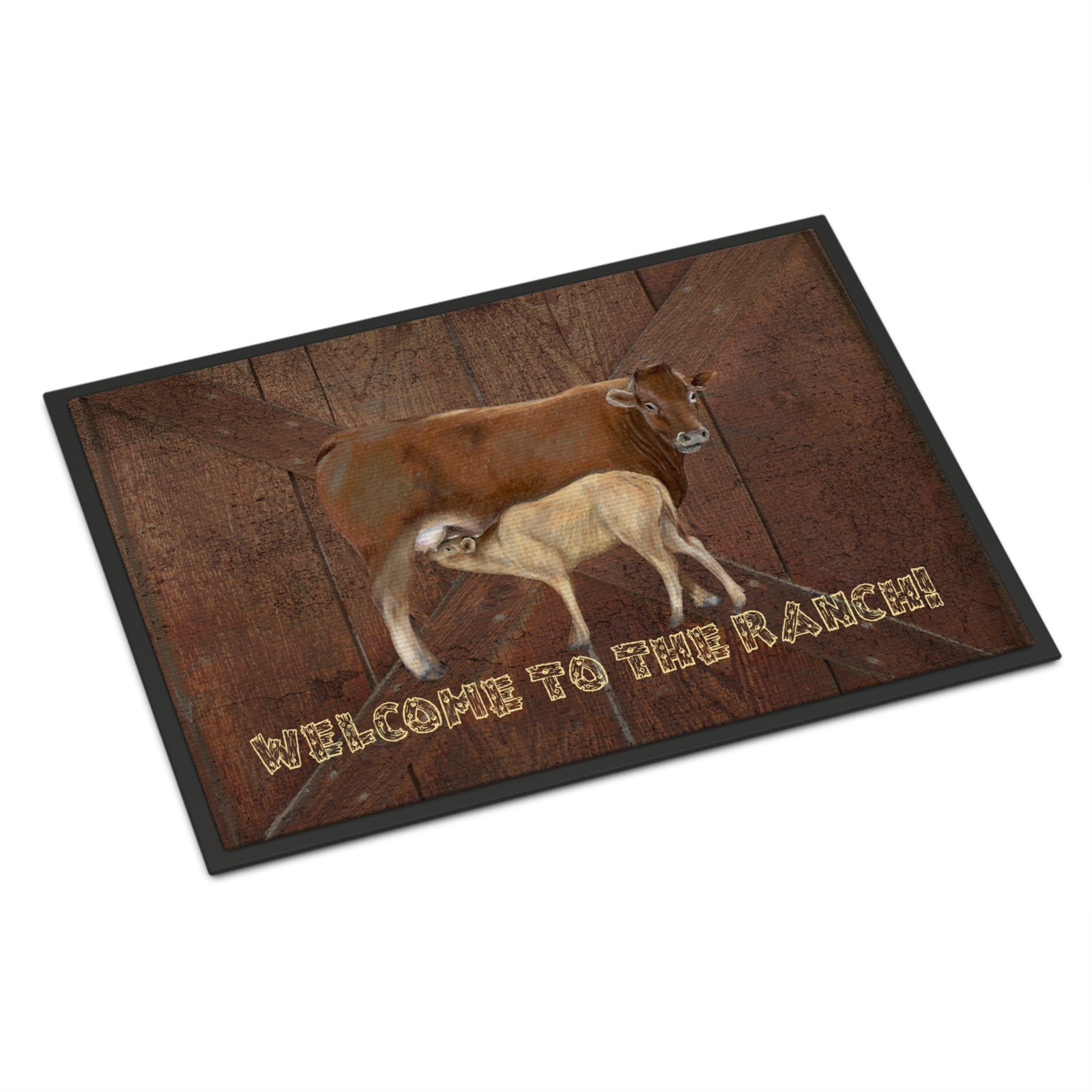Welcome To The Ranch With The Cow And Baby Indoor Or Outdoor Mat 24X36