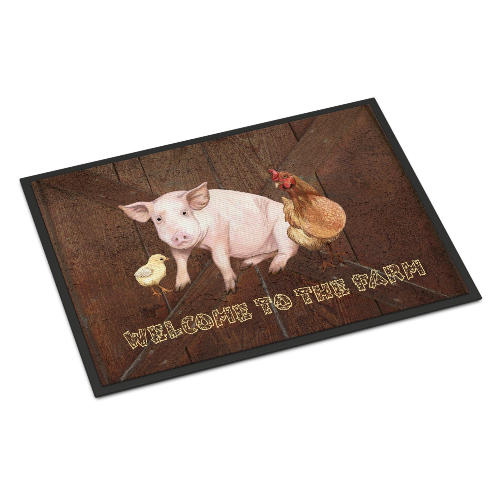 Welcome To The Farm With The Pig And Chicken Indoor Or Outdoor Mat 18X27