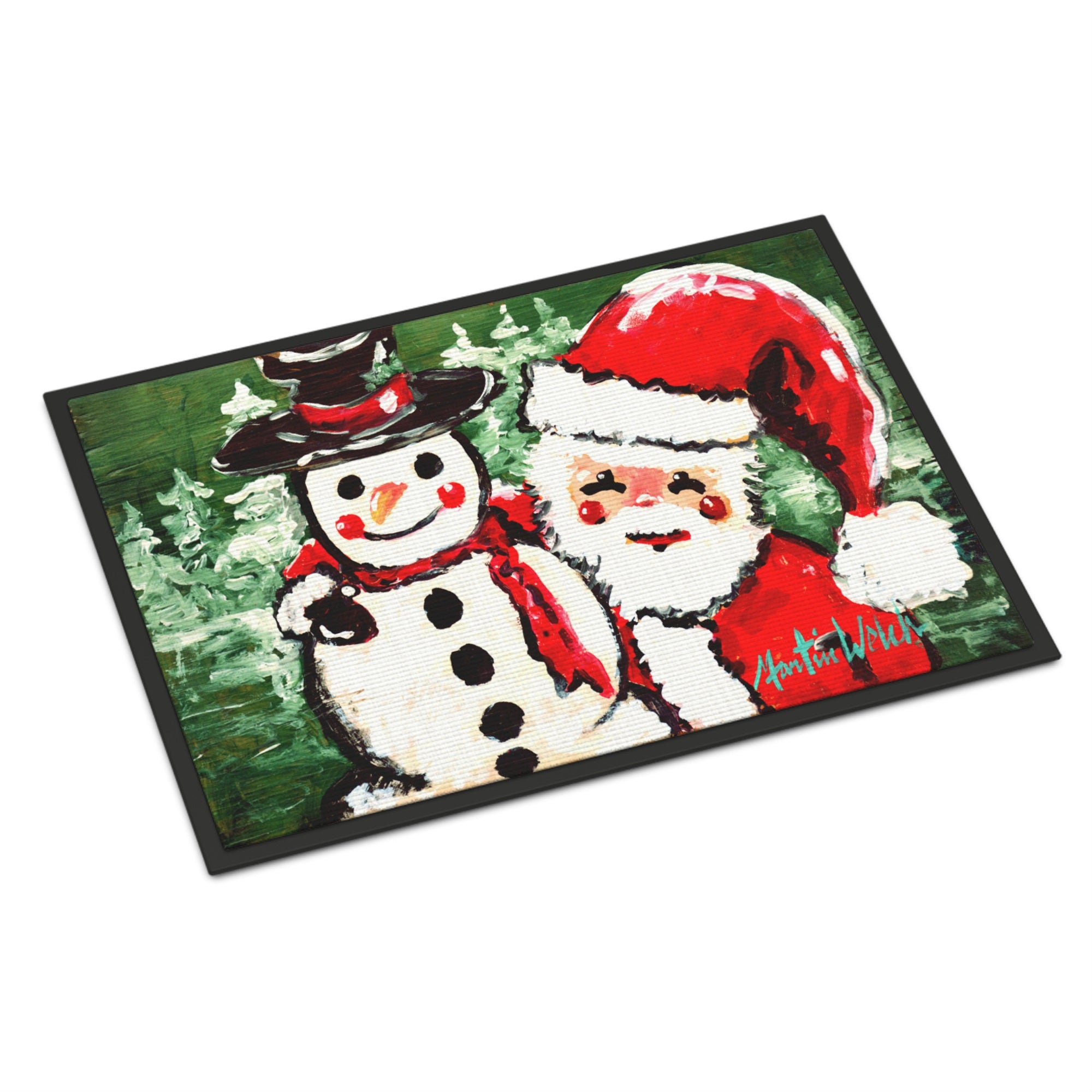 Friends Snowman And Santa Claus Indoor Or Outdoor Mat 24X36