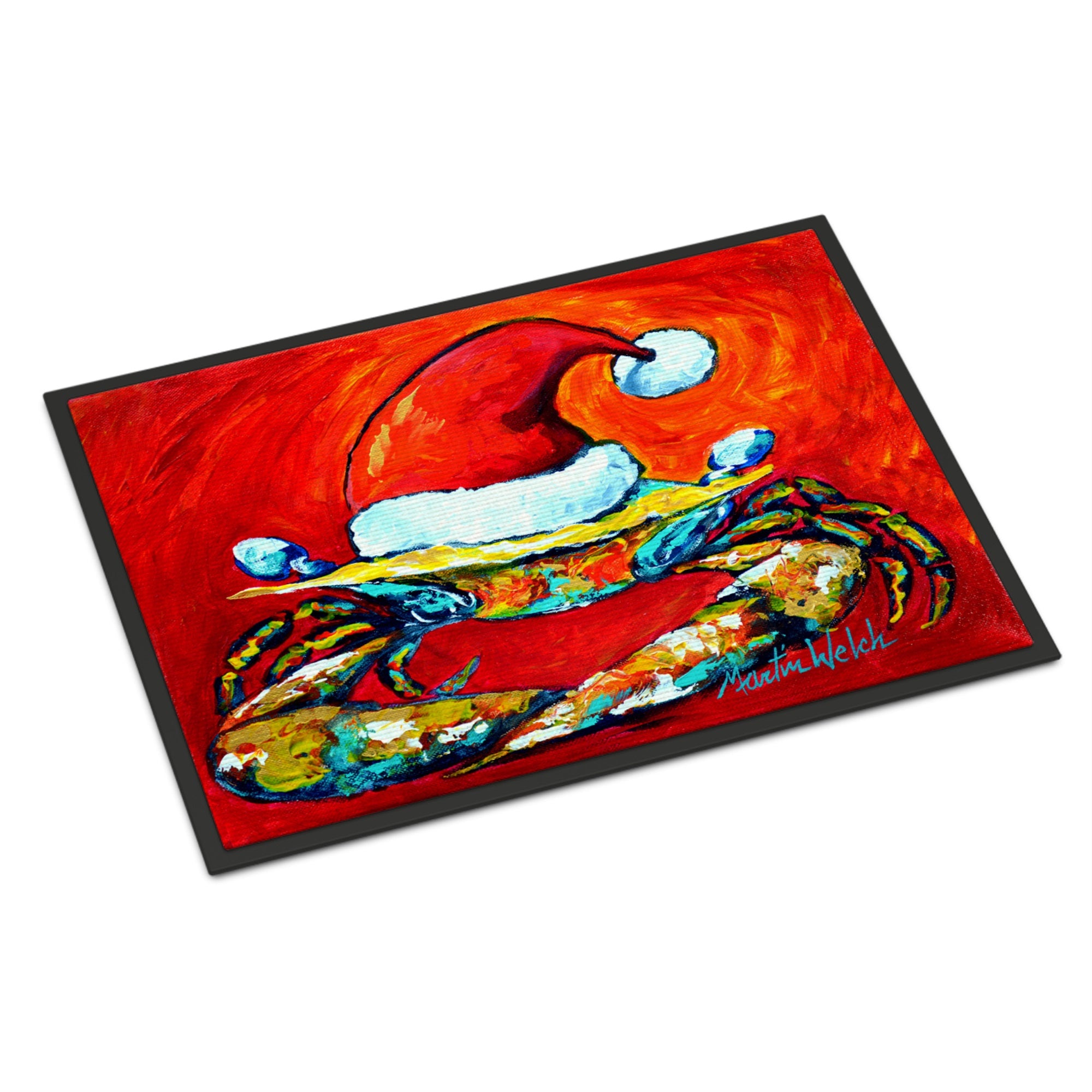 Crab In Santa Hat Santa Claws Indoor Or Outdoor Mat 24X36