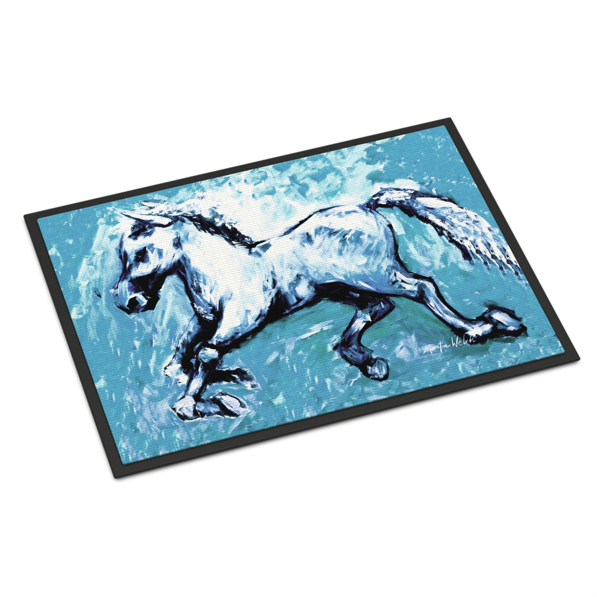 Shadow The Horse In Blue Indoor Or Outdoor Mat 24X36