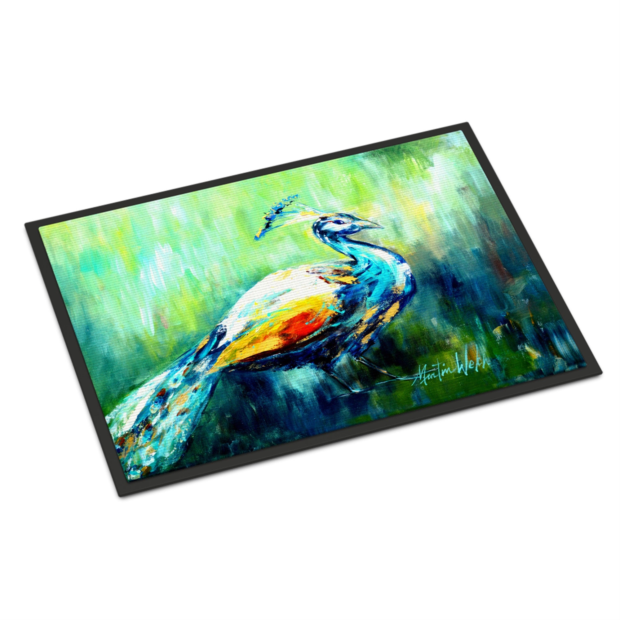 Proud Peacock Green Indoor Or Outdoor Mat 18X27