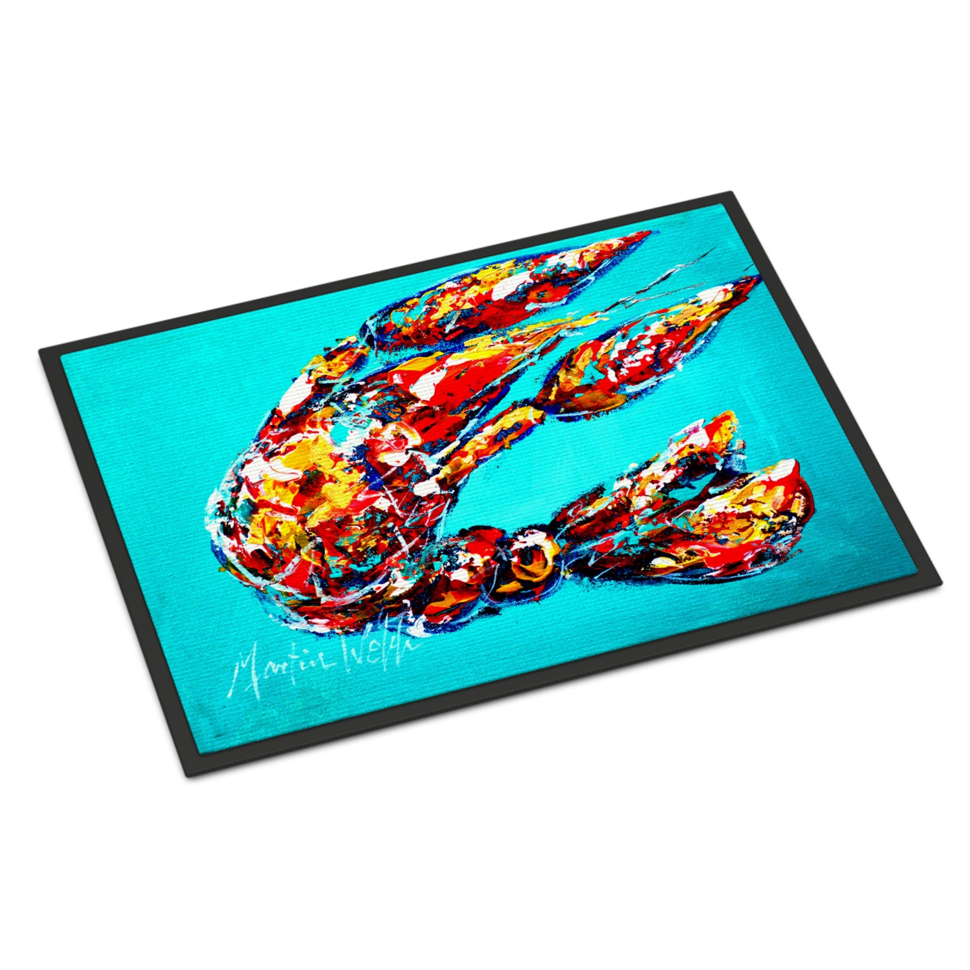 Lucy The Crawfish In Blue Indoor Or Outdoor Mat 18X27