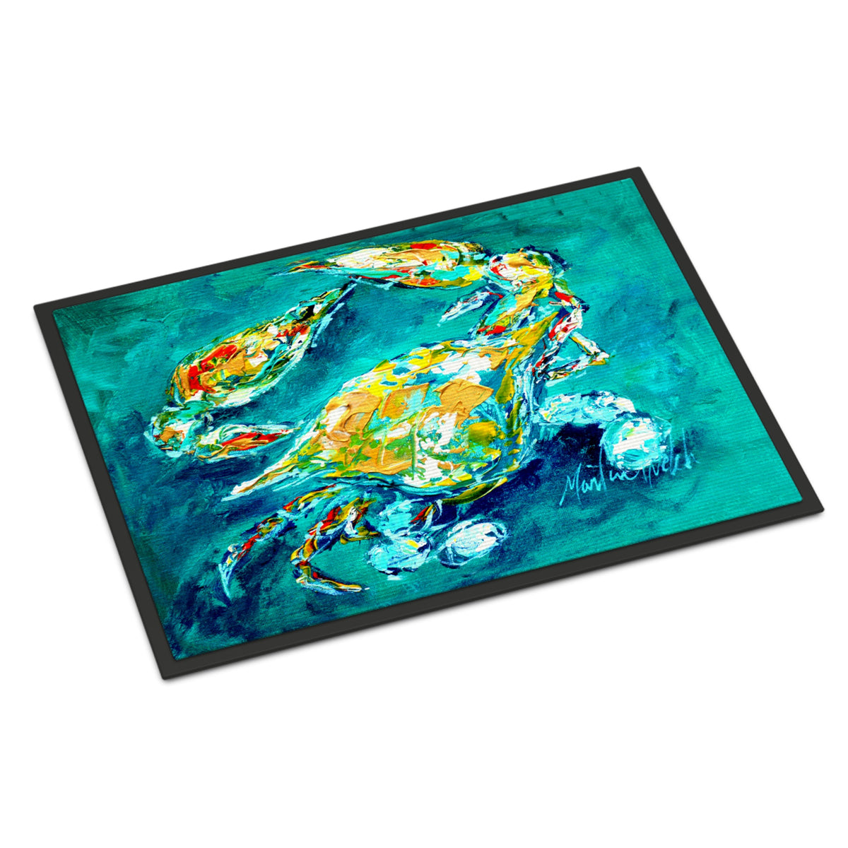 By Chance Crab In Aqua Blue Indoor Or Outdoor Mat 18X27