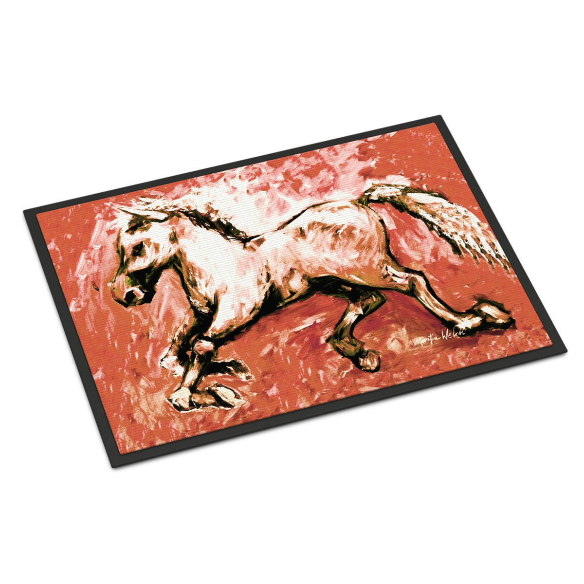 Shadow The Horse In Red Indoor Or Outdoor Mat 18X27
