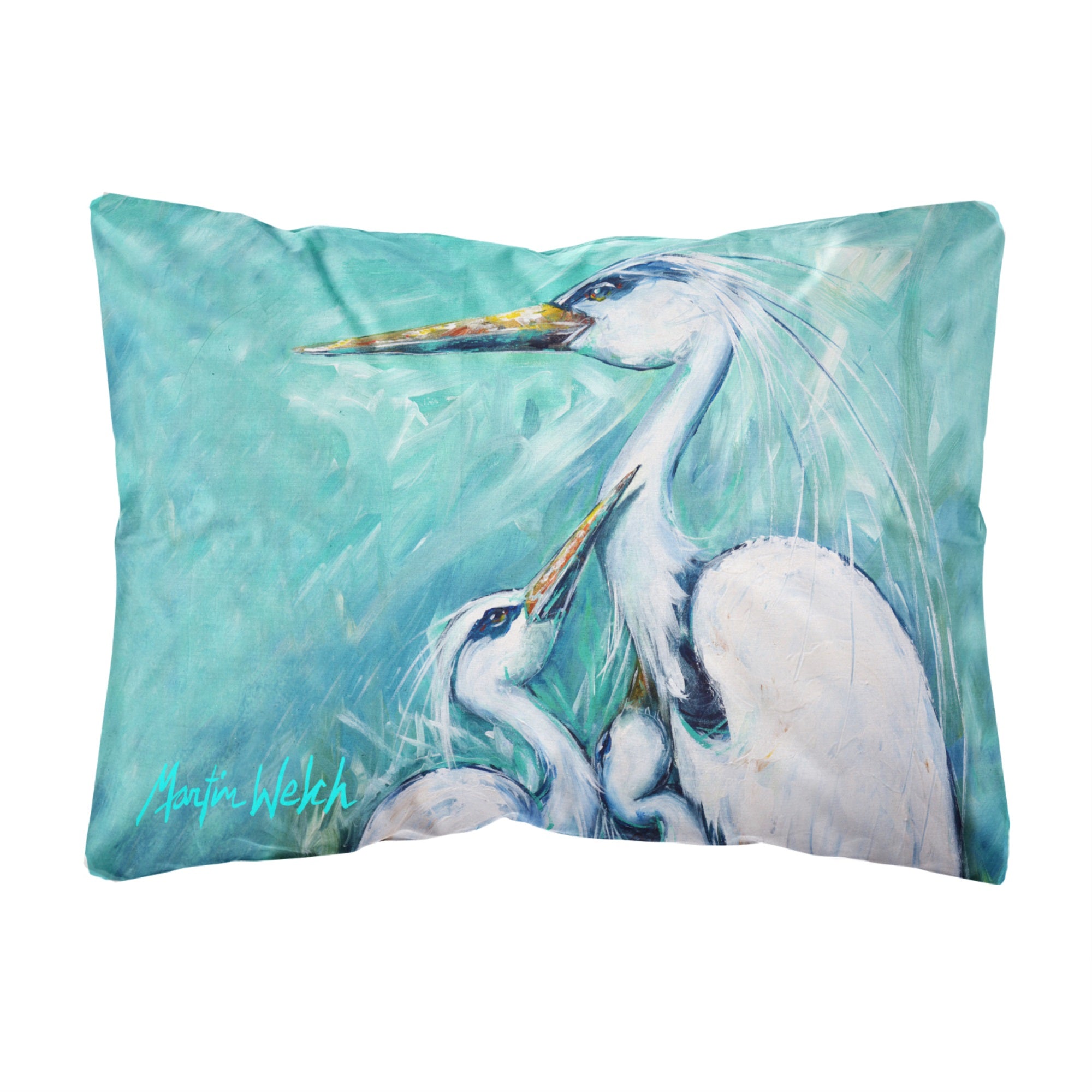 Mother'S Love White Crane Canvas Fabric Decorative Pillow
