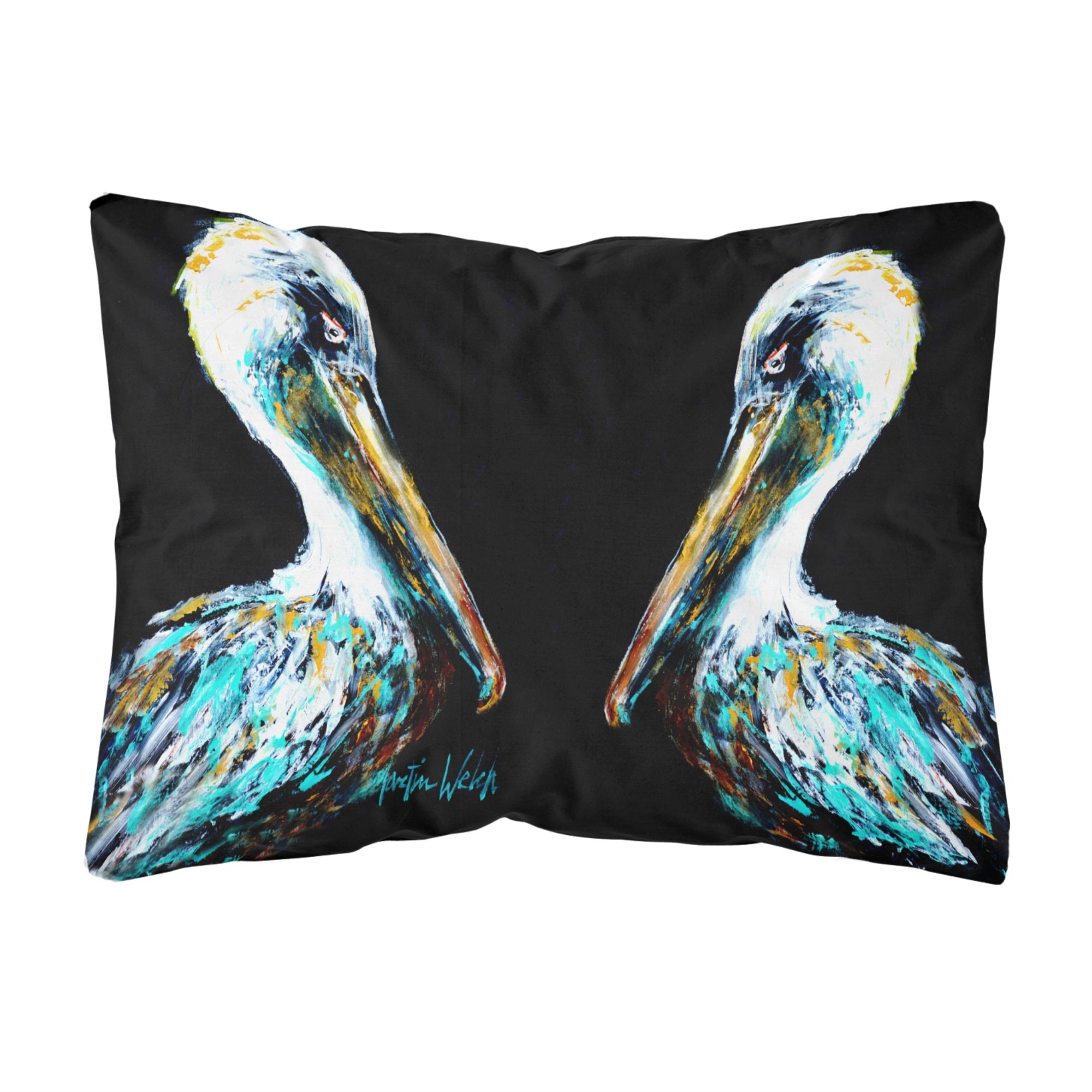 Dressed In Black Pelican Canvas Fabric Decorative Pillow