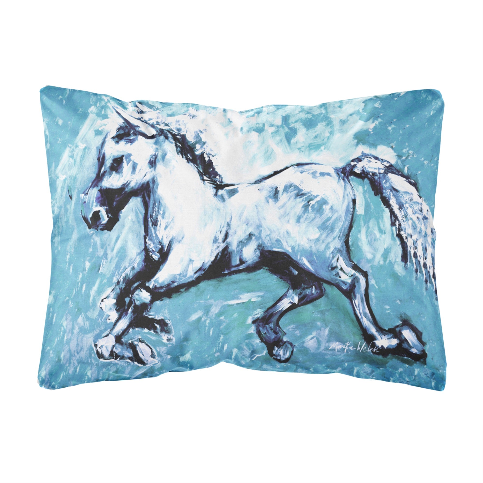 Shadow The Horse In Blue Canvas Fabric Decorative Pillow