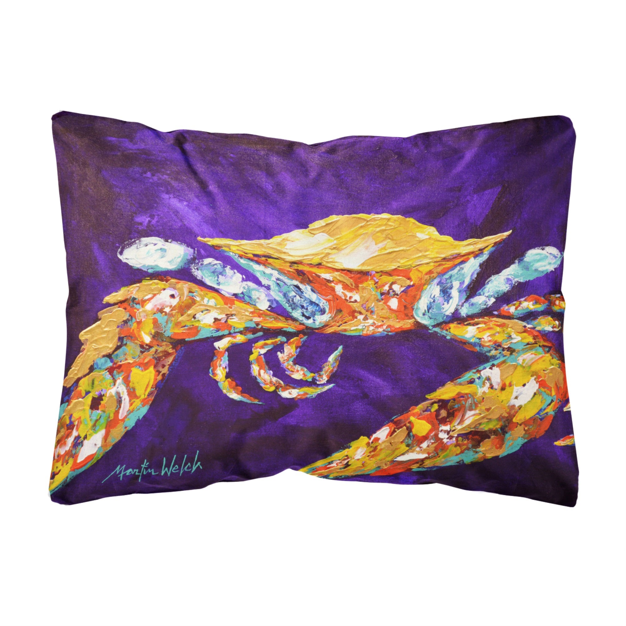 The Right Stuff Crab In Purple Canvas Fabric Decorative Pillow