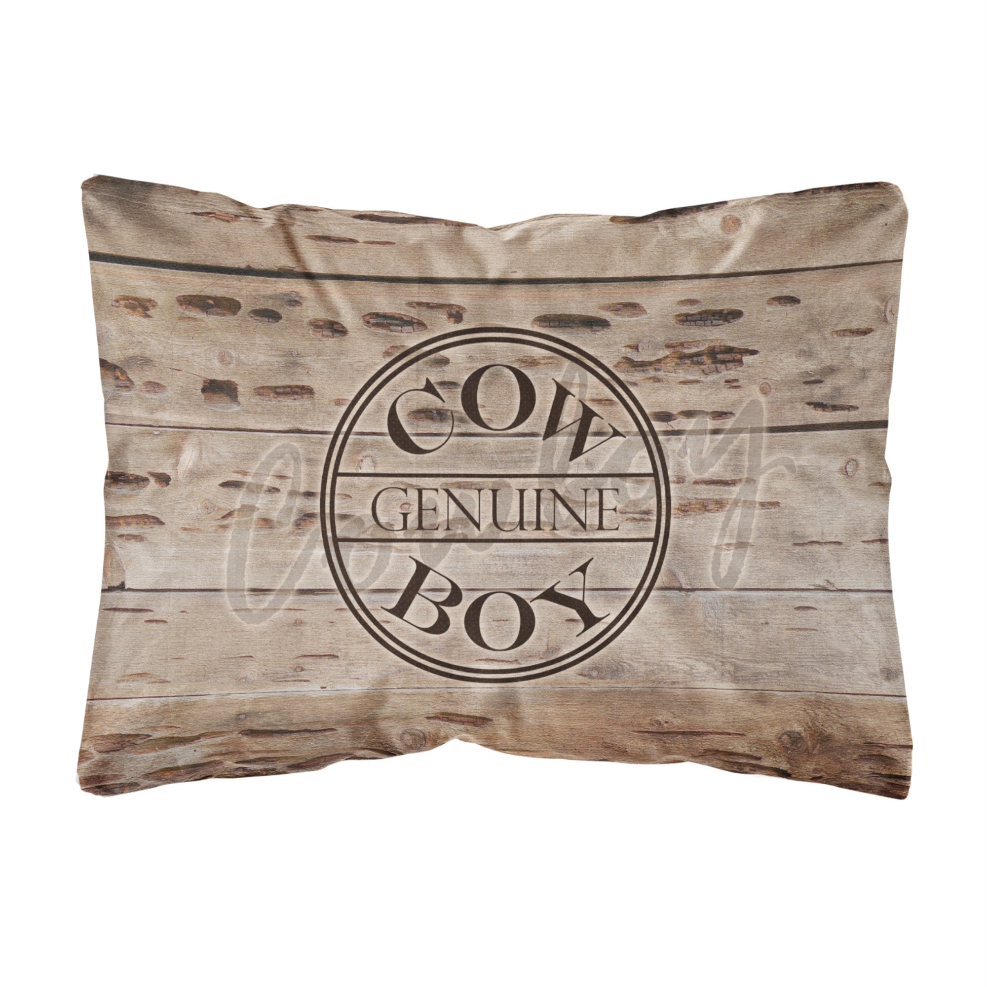 Genuine Cow Boy Branded Canvas Fabric Decorative Pillow