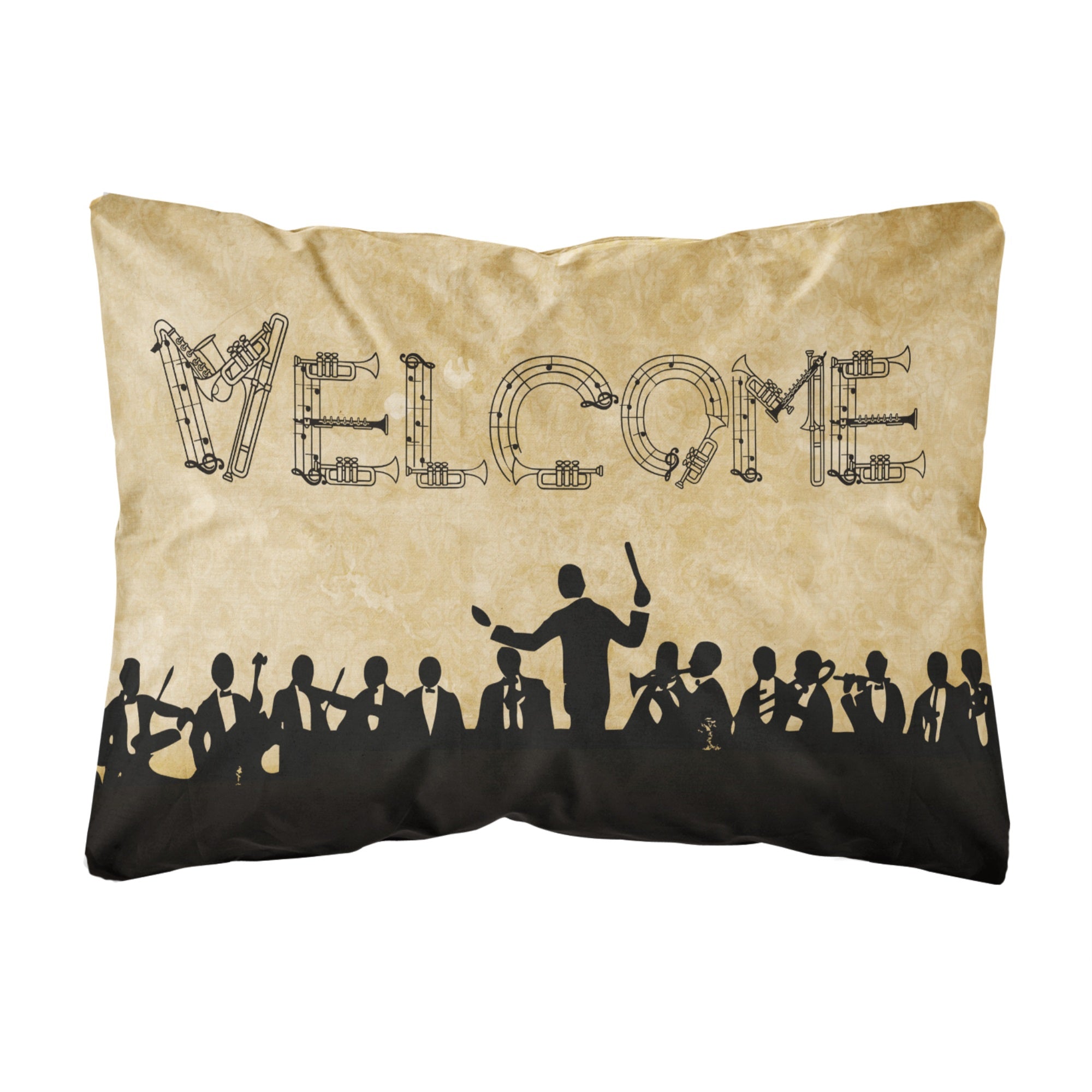 Welcome Symphony Canvas Fabric Decorative Pillow
