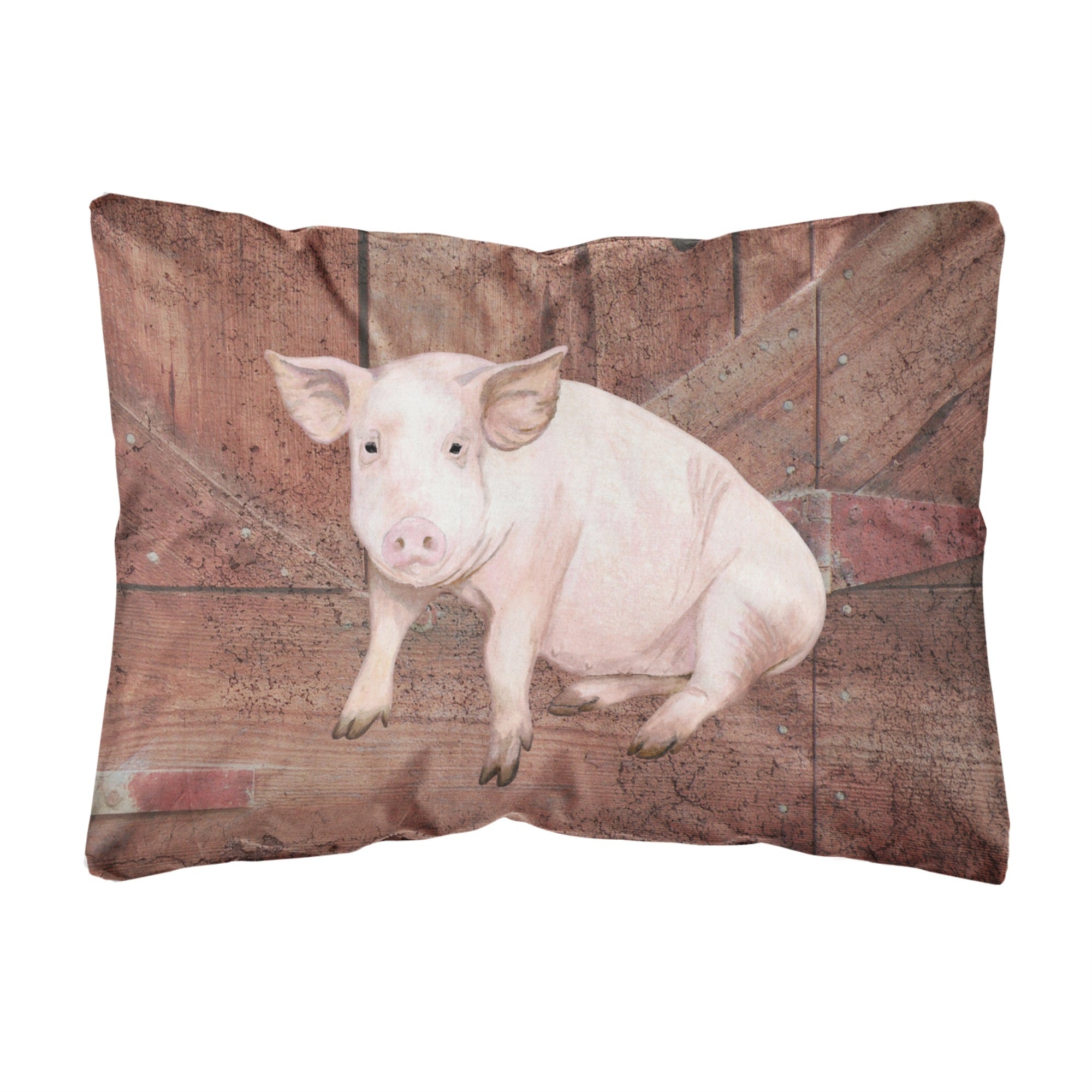 Pig At The Barn Door Canvas Fabric Decorative Pillow