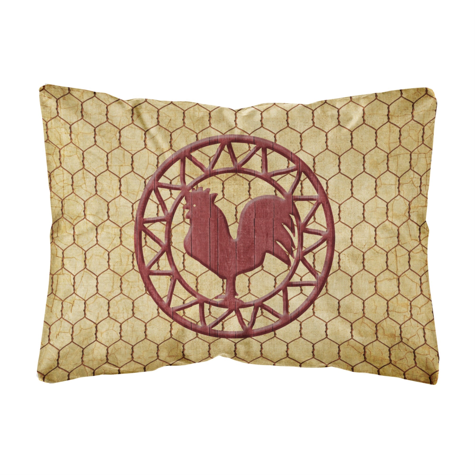 Rooster Chicken Coop Canvas Fabric Decorative Pillow