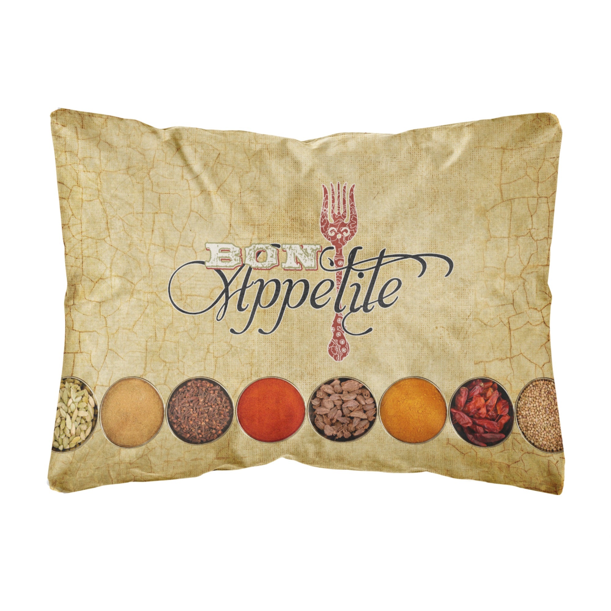 Bon Appetite And Spices Canvas Fabric Decorative Pillow
