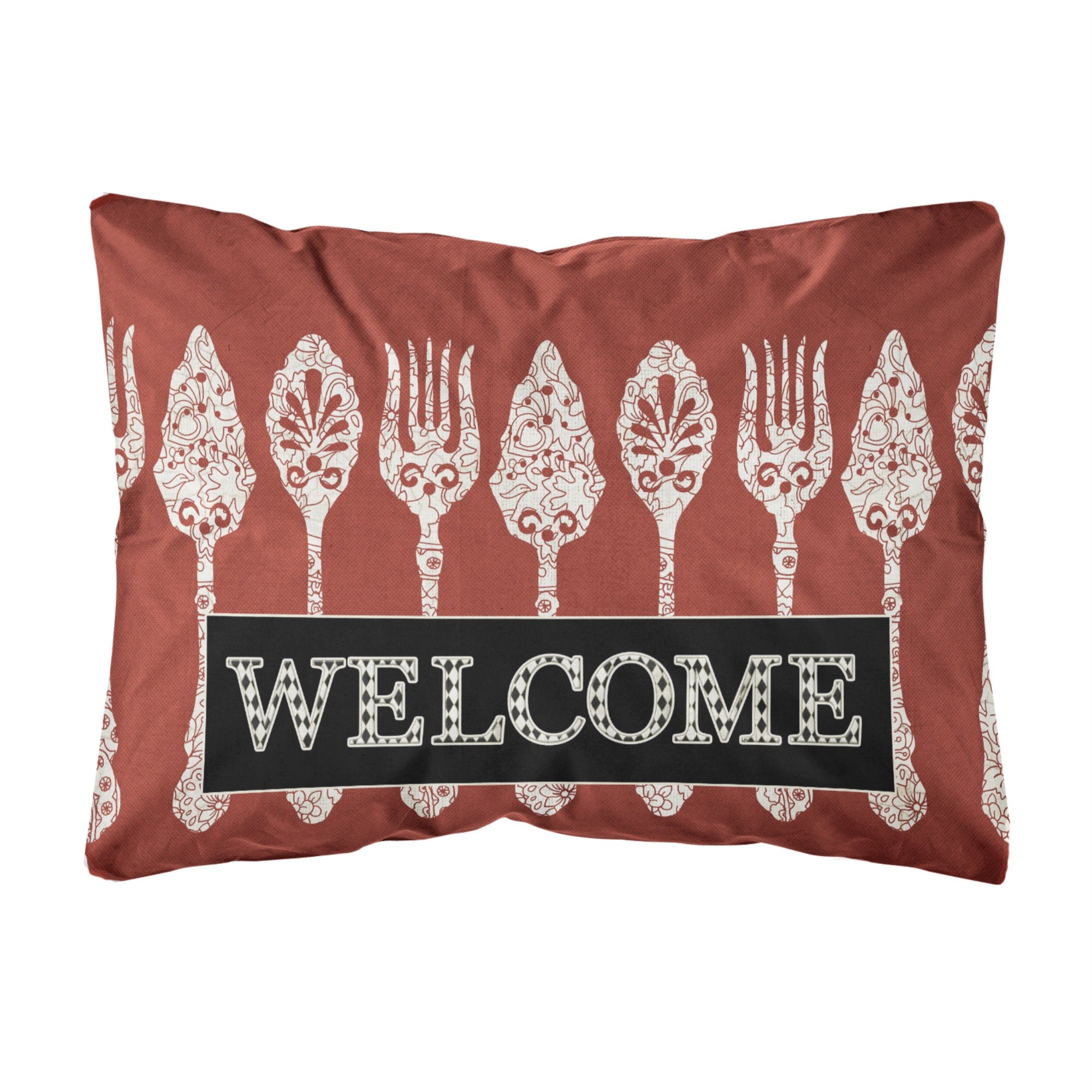 Serving Spoons Welcome Canvas Fabric Decorative Pillow