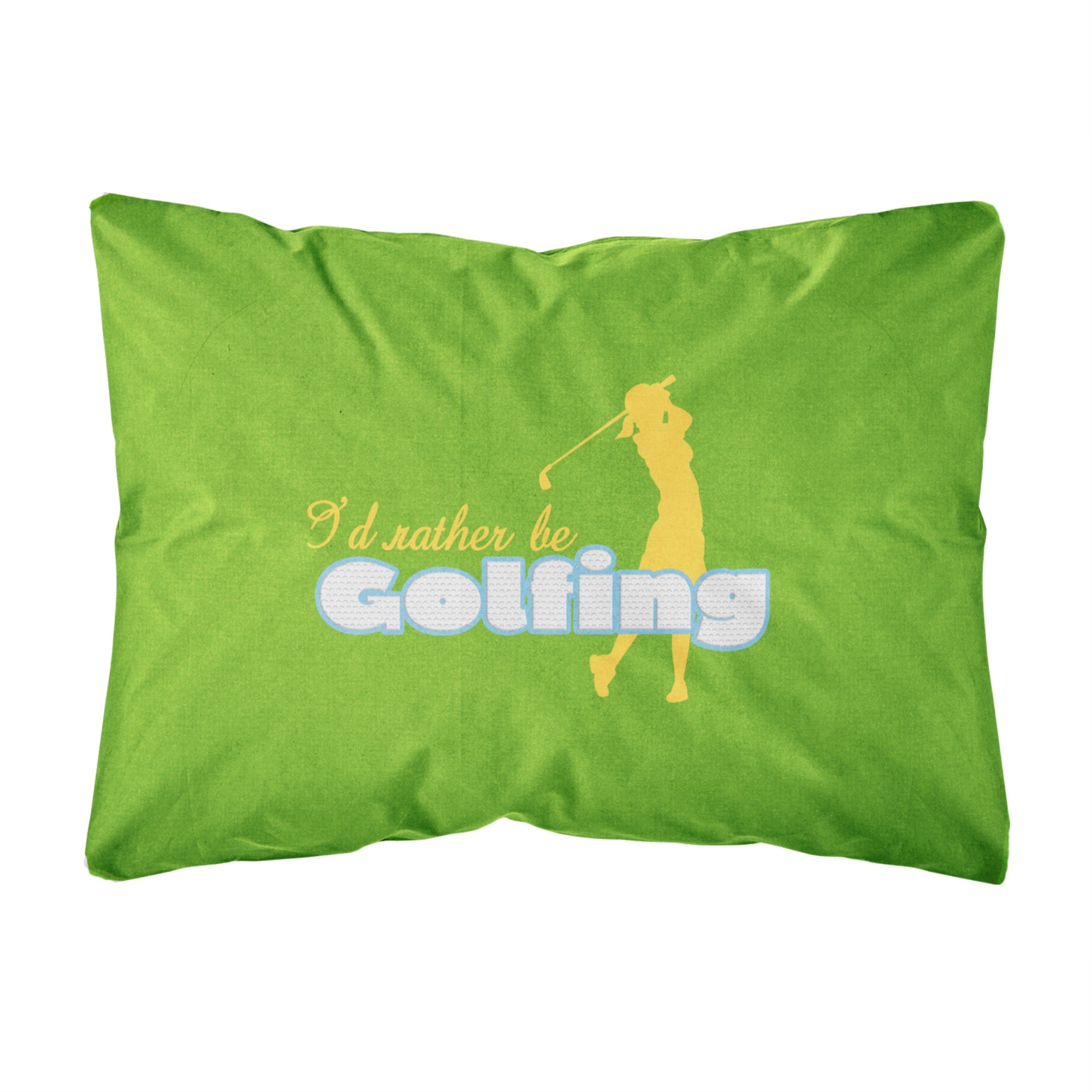 I'D Rather Be Golfing Woman On Green Canvas Fabric Decorative Pillow