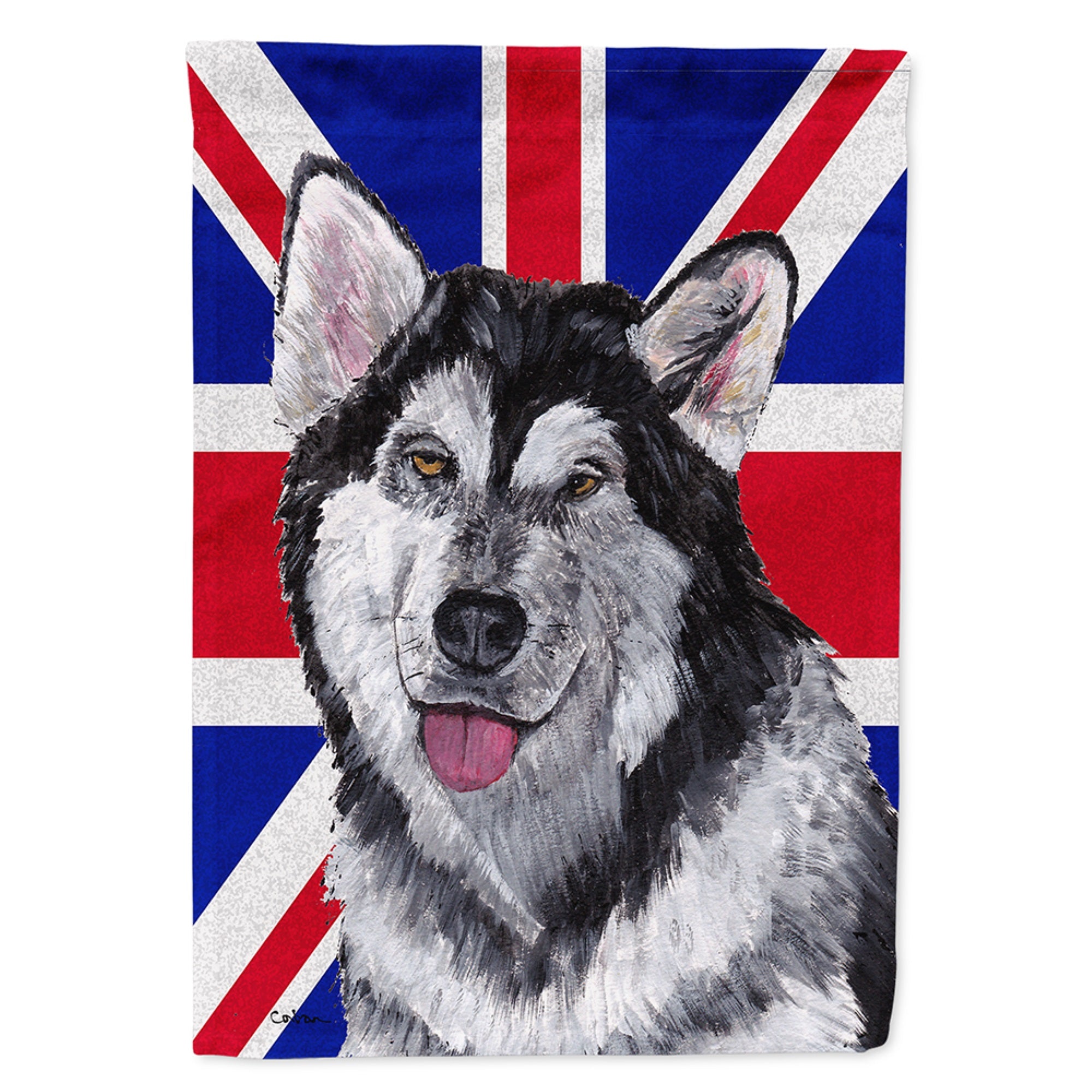 Alaskan Malamute With English Union Jack British Flag Flag Garden Size