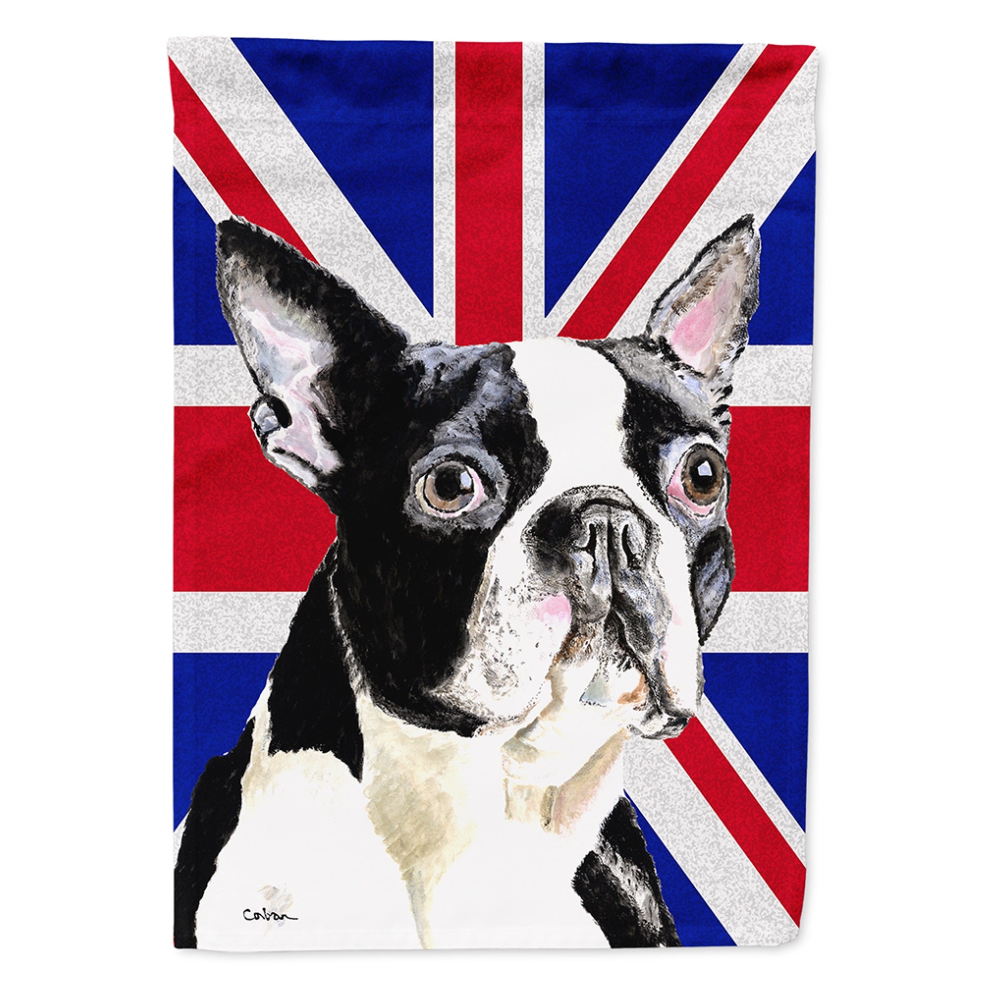Boston Terrier With English Union Jack British Flag Flag Garden Size