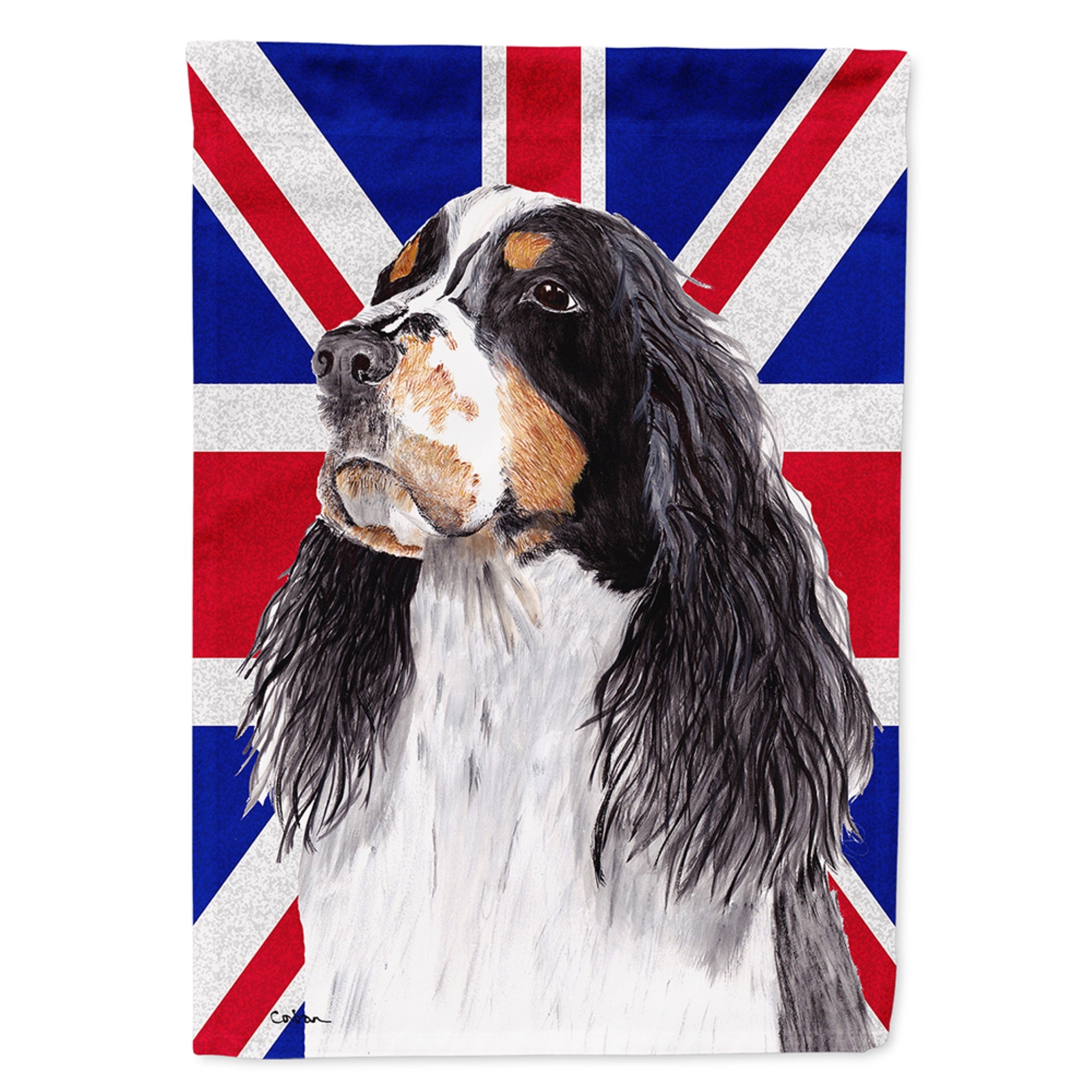 Welsh Springer Spaniel With English Union Jack British Flag Flag Garden Size