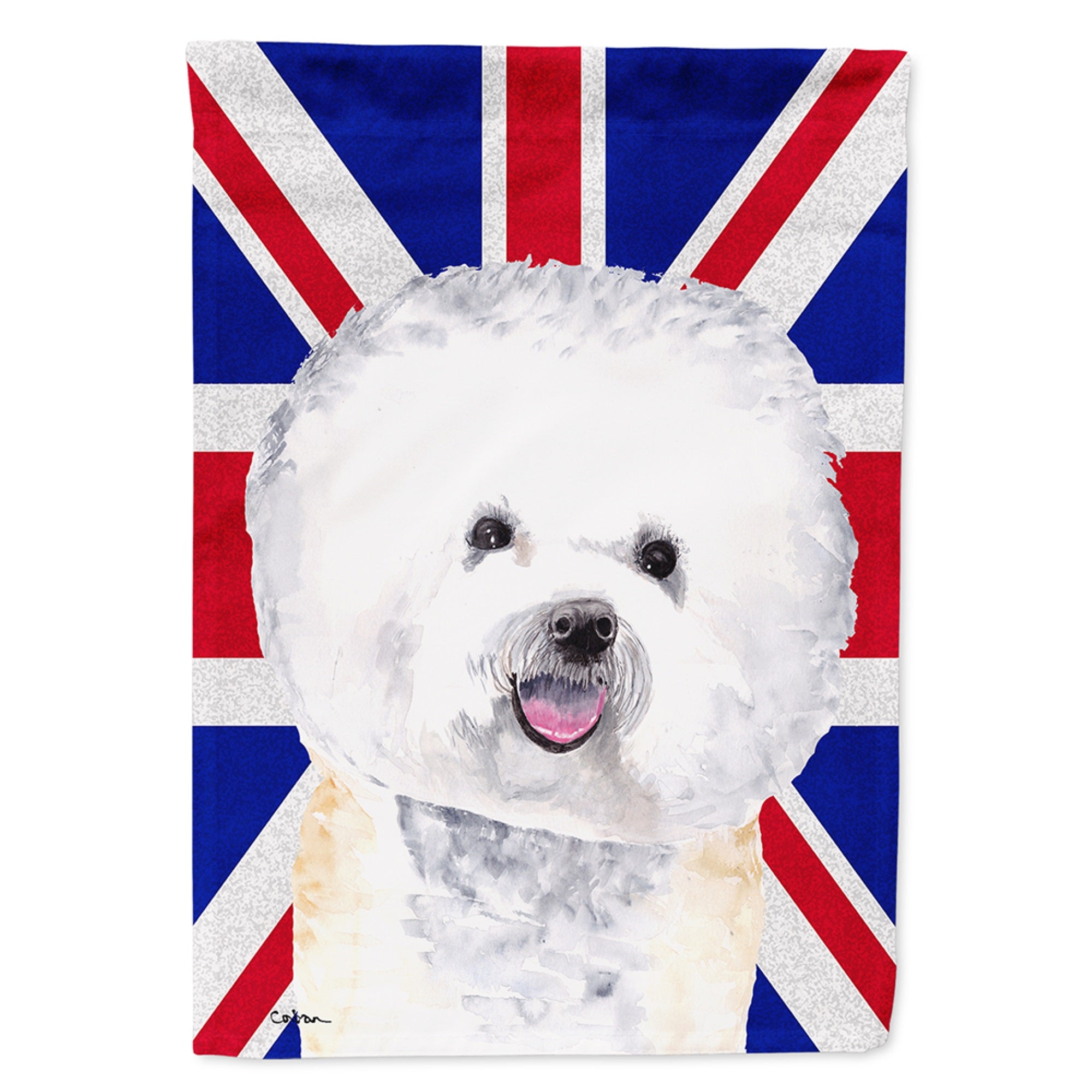 Bichon Frise With English Union Jack British Flag Flag Garden Size