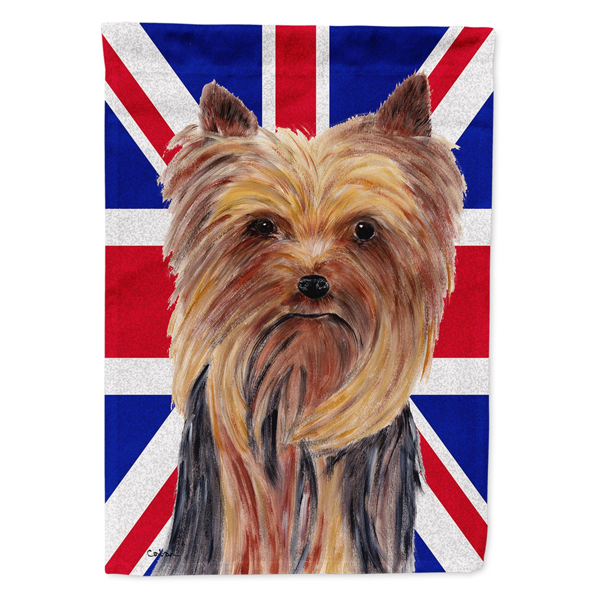 Yorkie With English Union Jack British Flag Flag Garden Size
