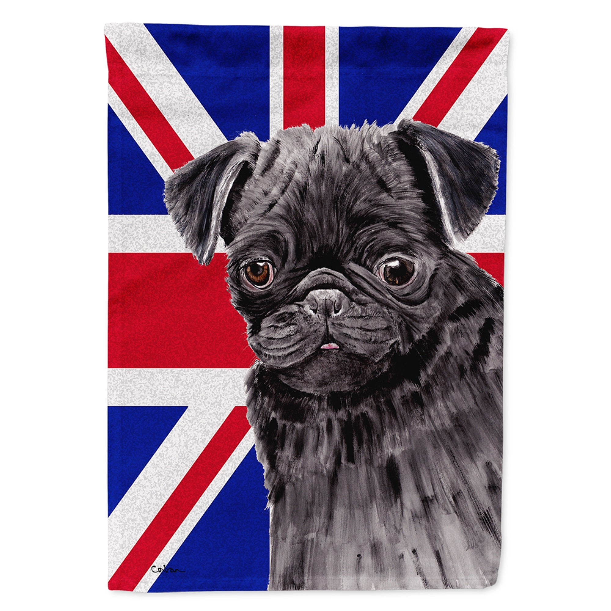 Pug With English Union Jack British Flag Flag Garden Size