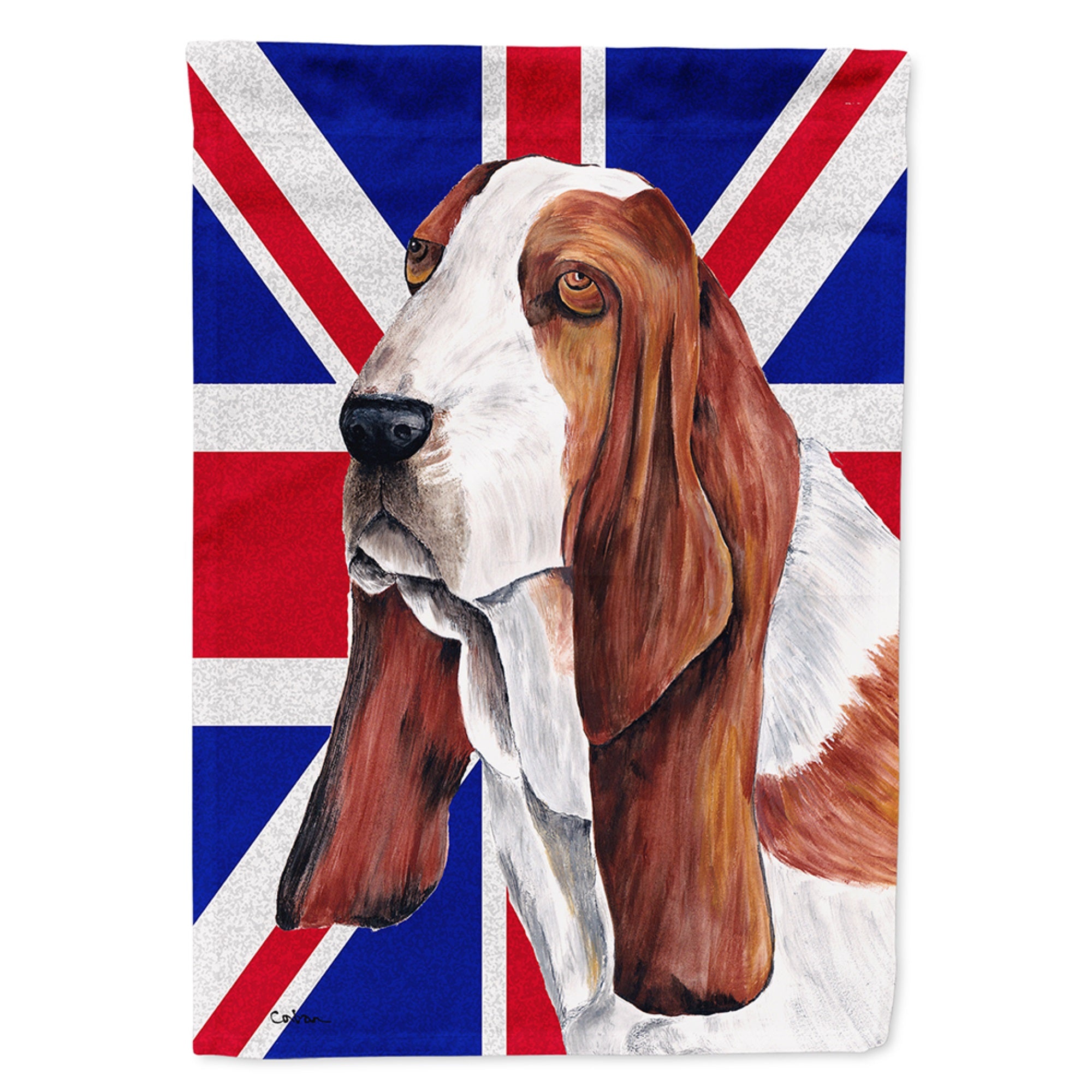 Basset Hound With English Union Jack British Flag Flag Garden Size