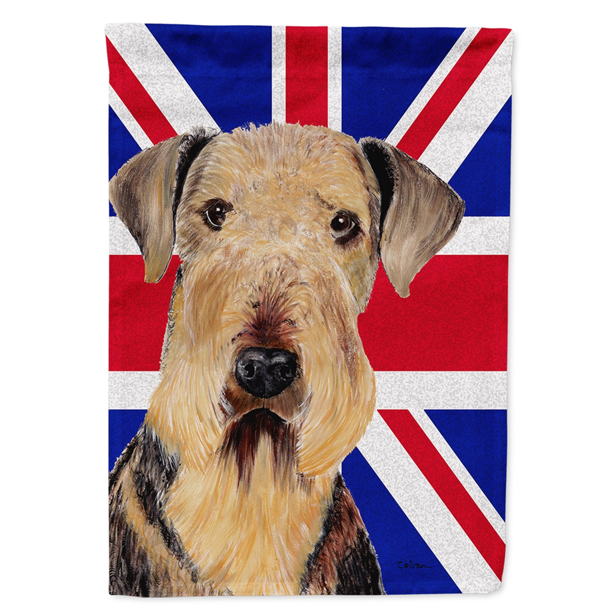 Airedale With English Union Jack British Flag Flag Garden Size