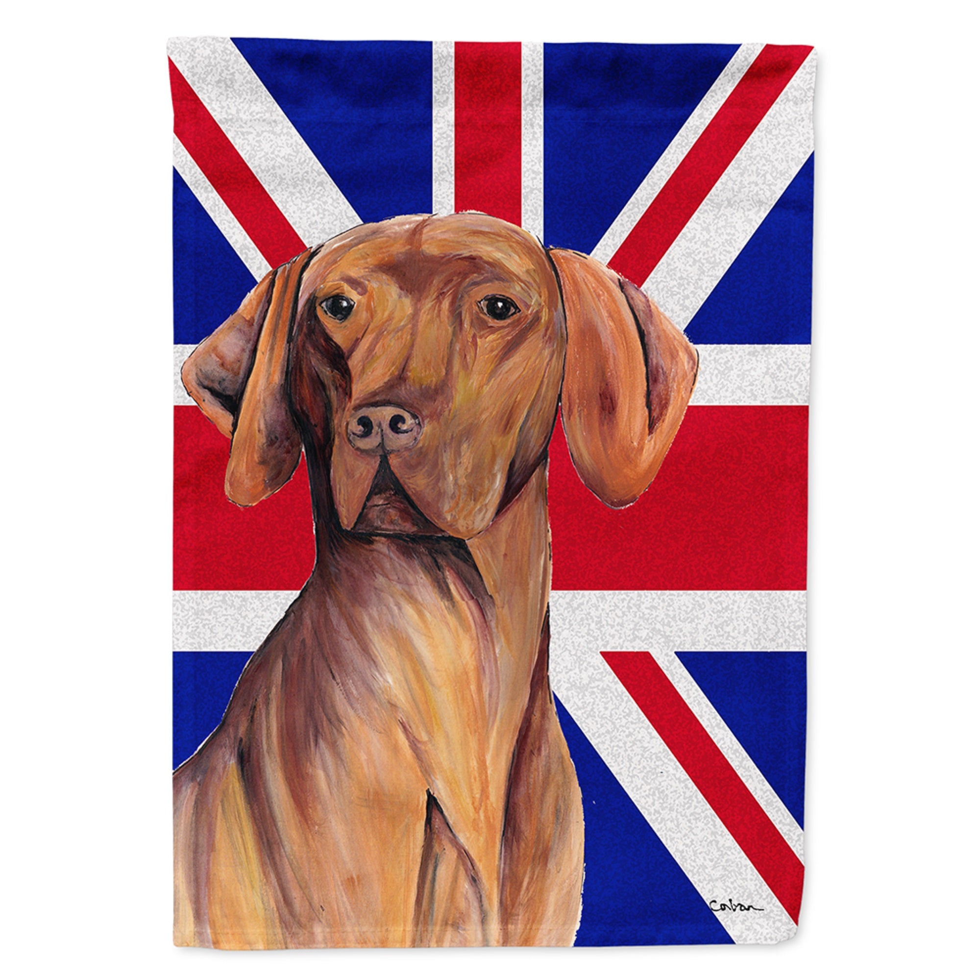 Vizsla With English Union Jack British Flag Flag Garden Size