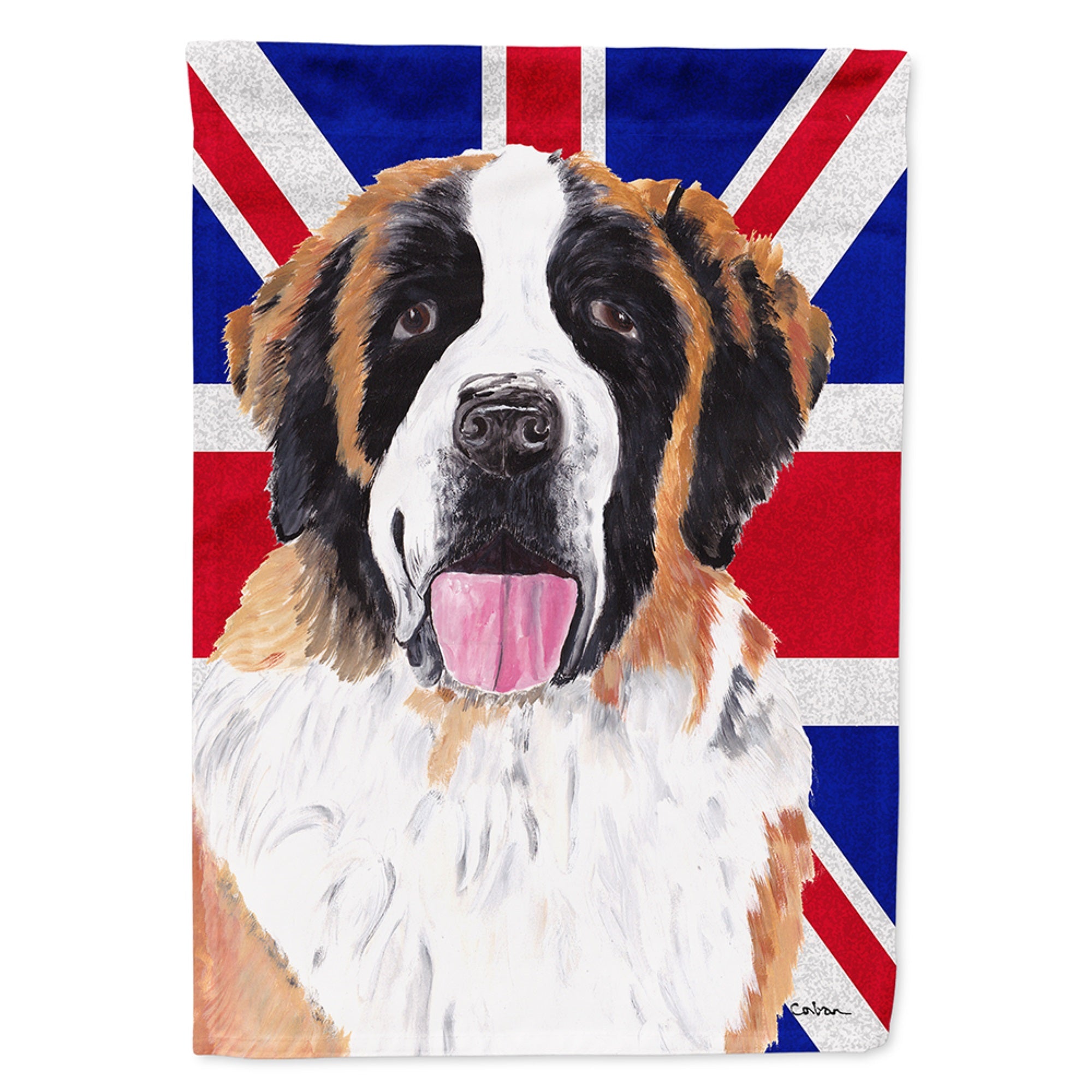 Saint Bernard With English Union Jack British Flag Flag Garden Size