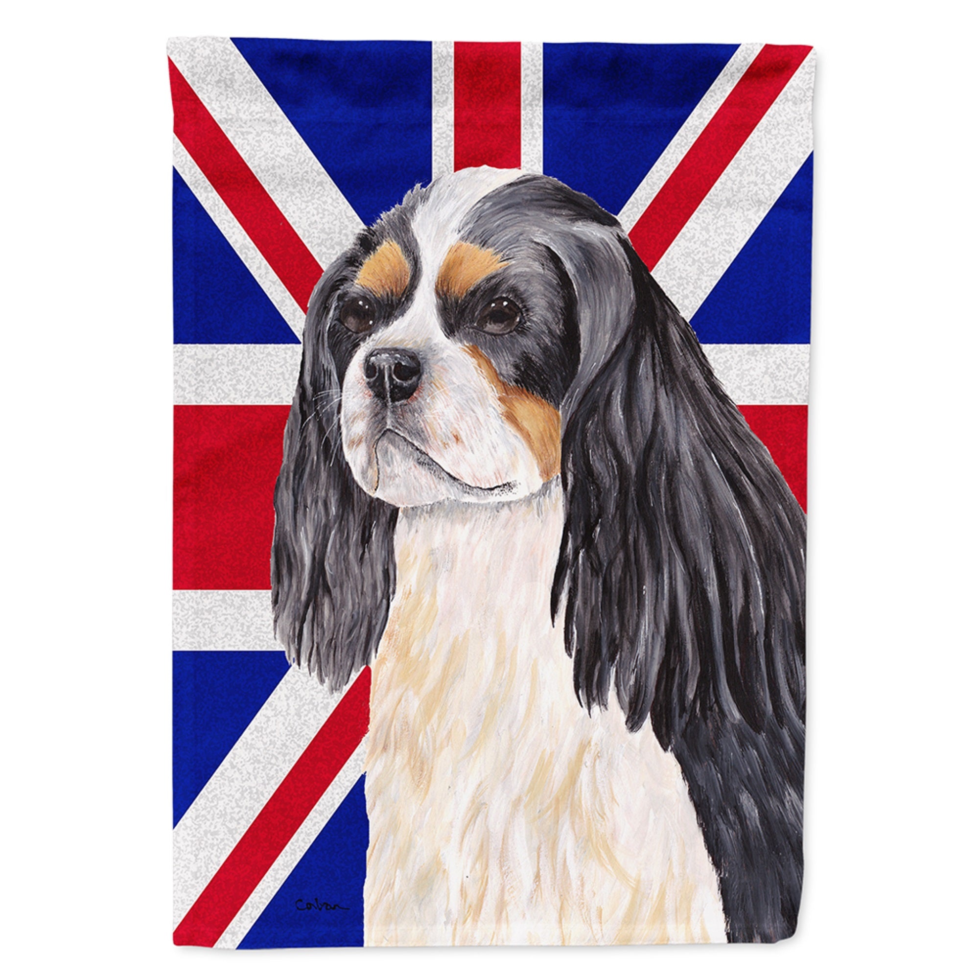 Cavalier Spaniel With English Union Jack British Flag Flag Garden Size