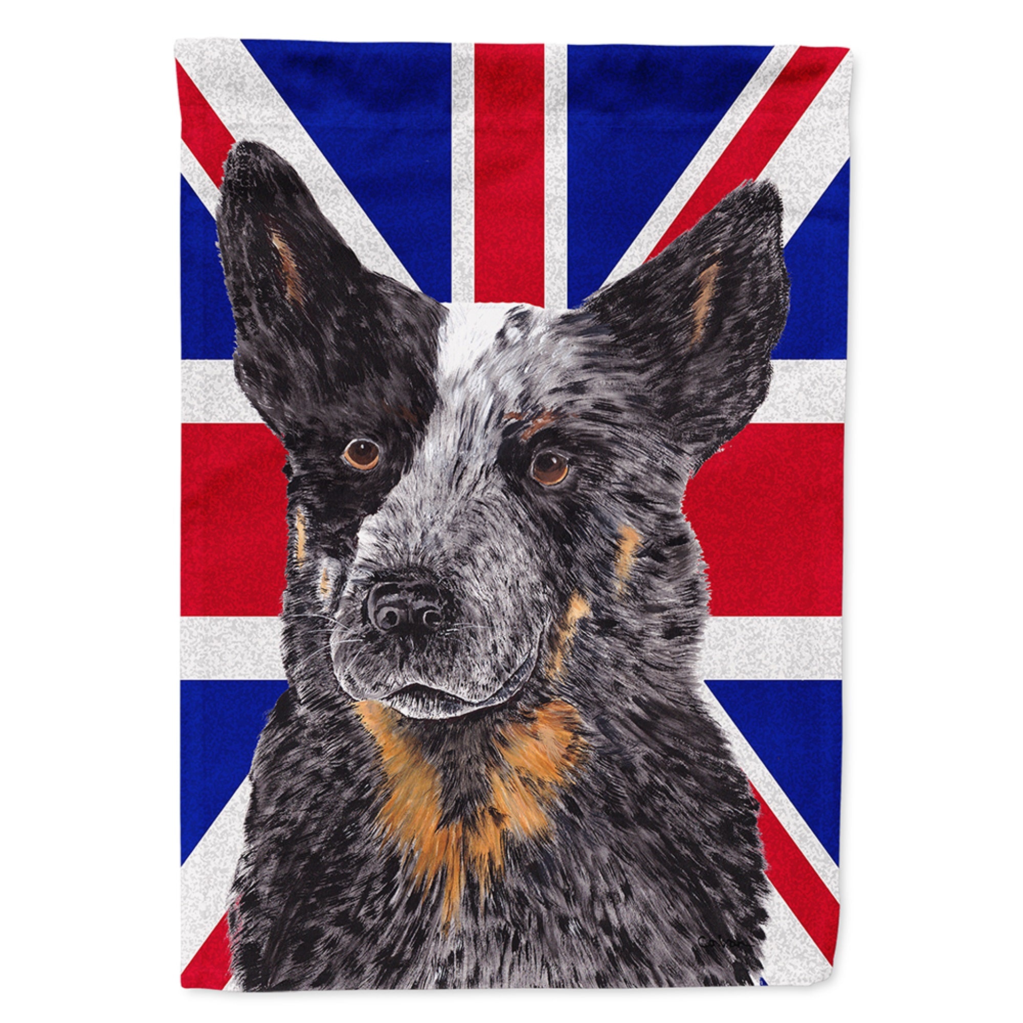 Australian Cattle Dog With English Union Jack British Flag Flag Garden Size