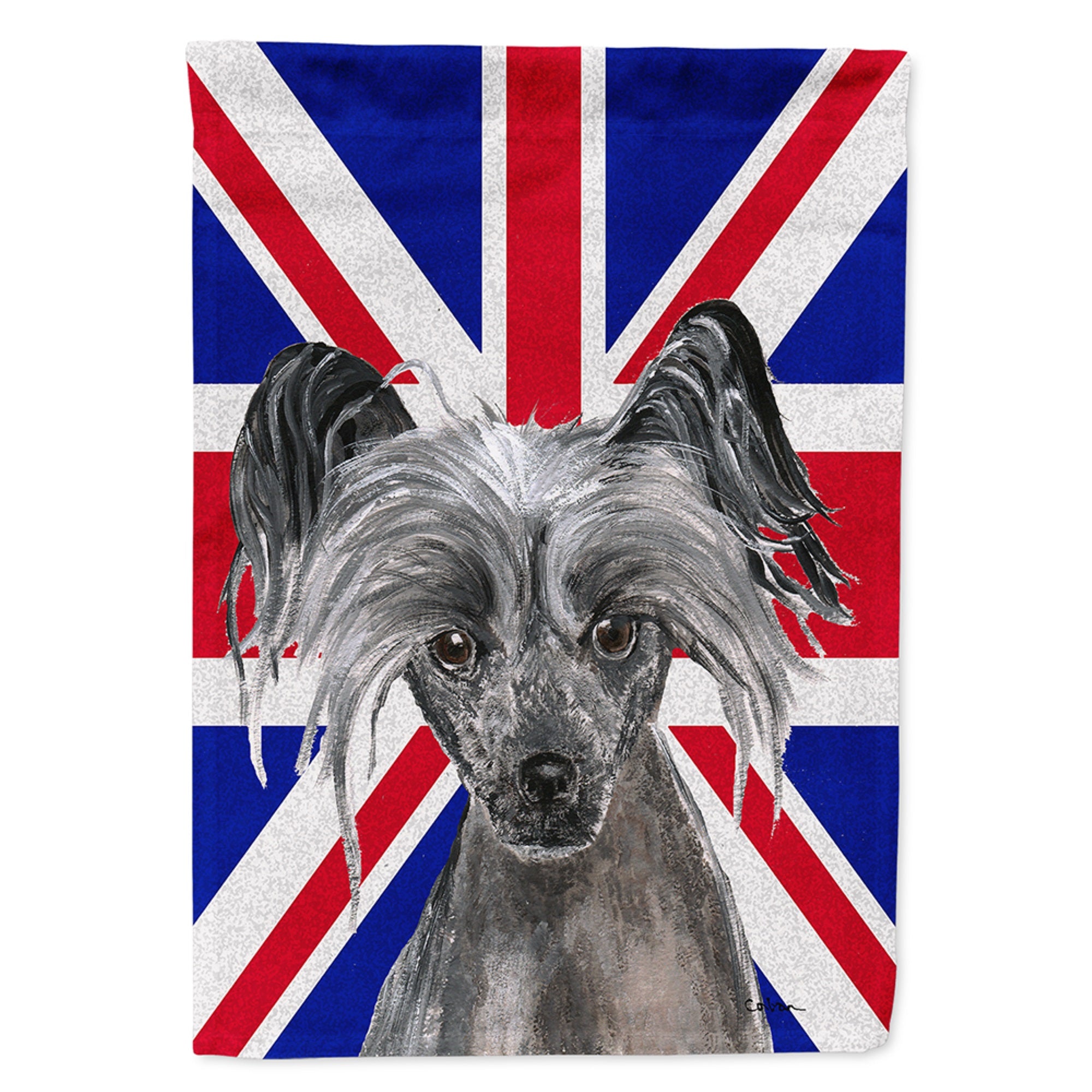 Chinese Crested With English Union Jack British Flag Flag Garden Size