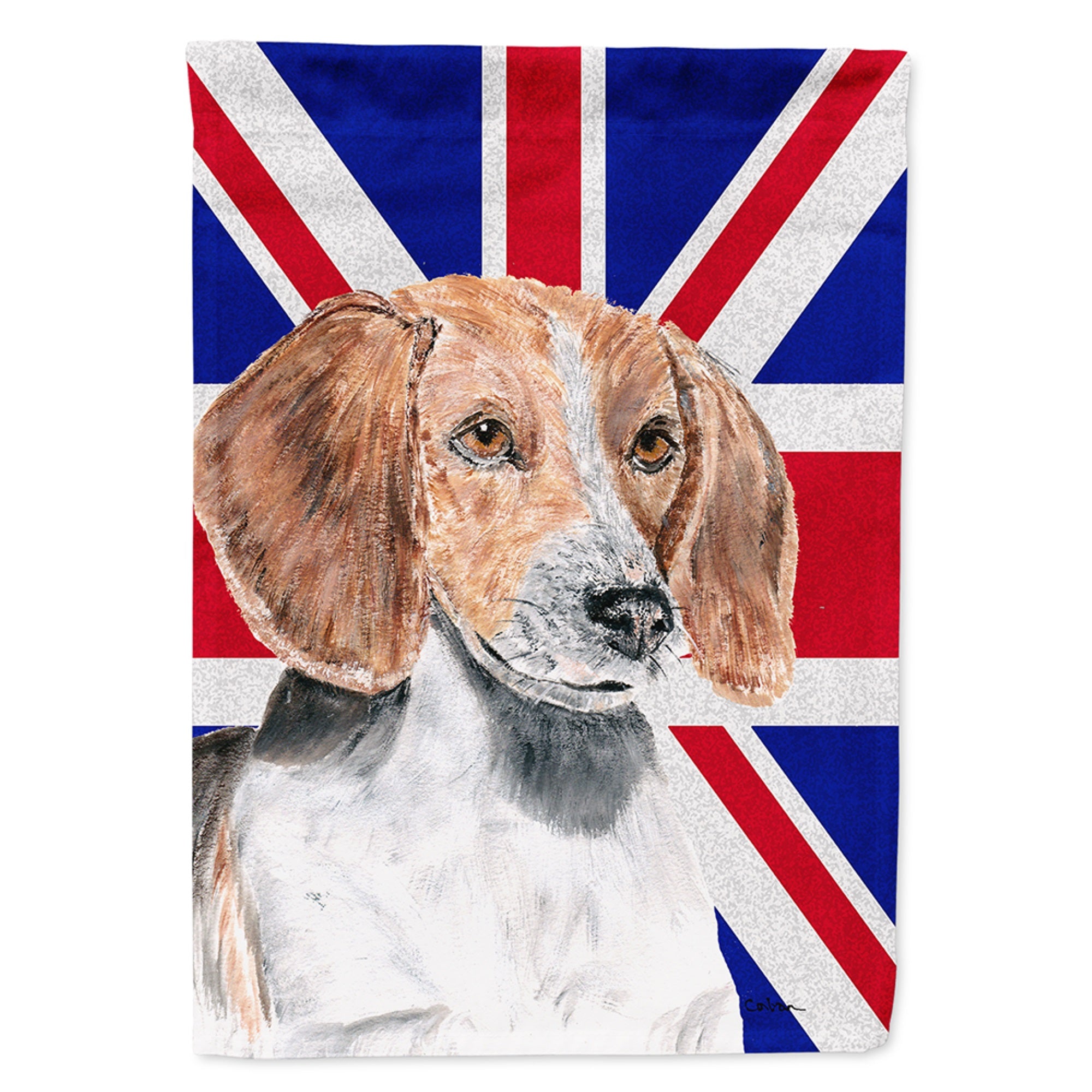 English Foxhound With English Union Jack British Flag Flag Garden Size