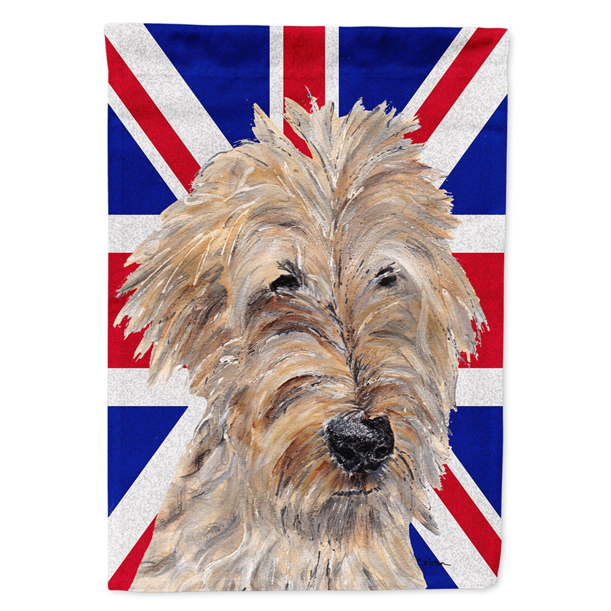 Golden Doodle With English Union Jack British Flag Flag Garden Size