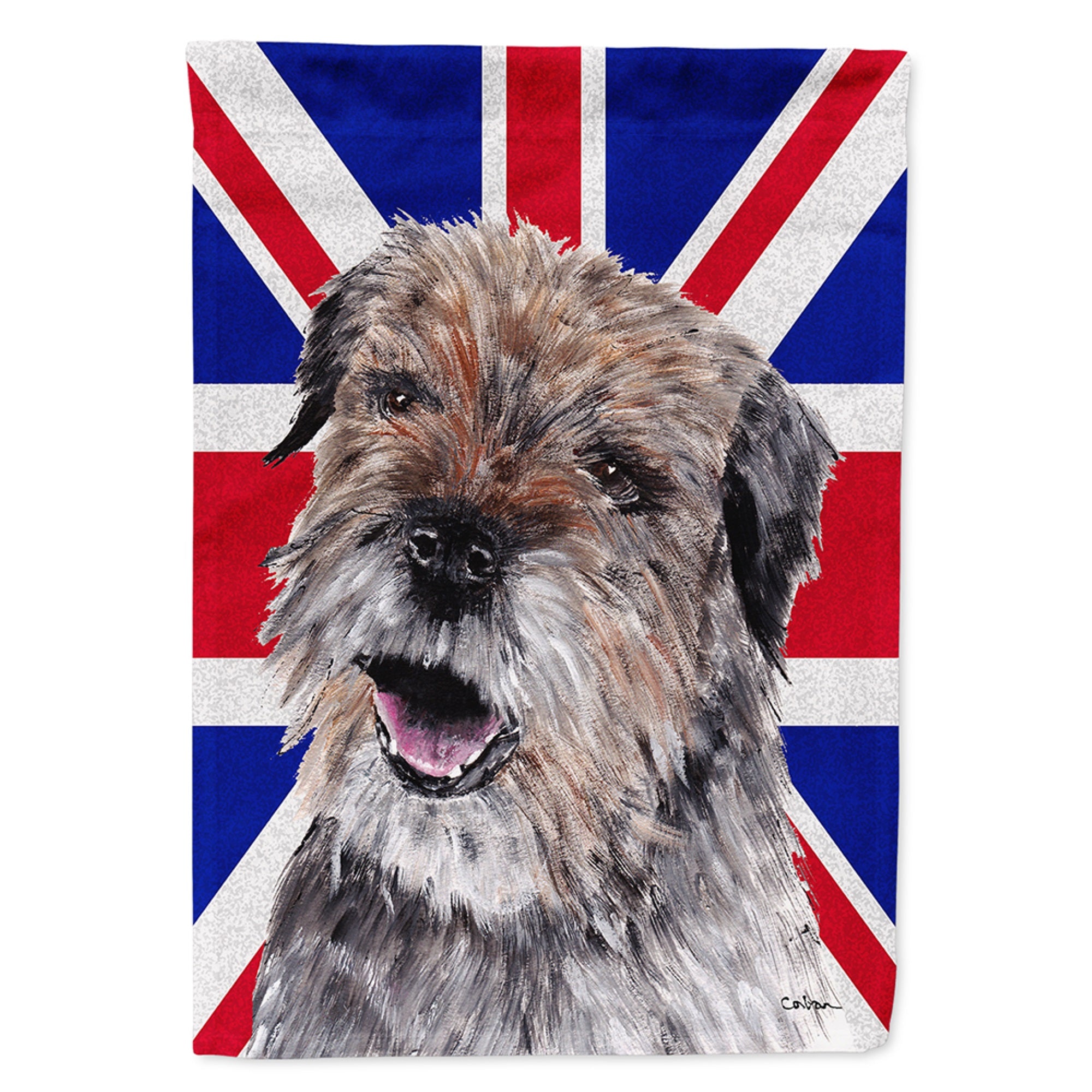 Border Terrier With English Union Jack British Flag Flag Garden Size