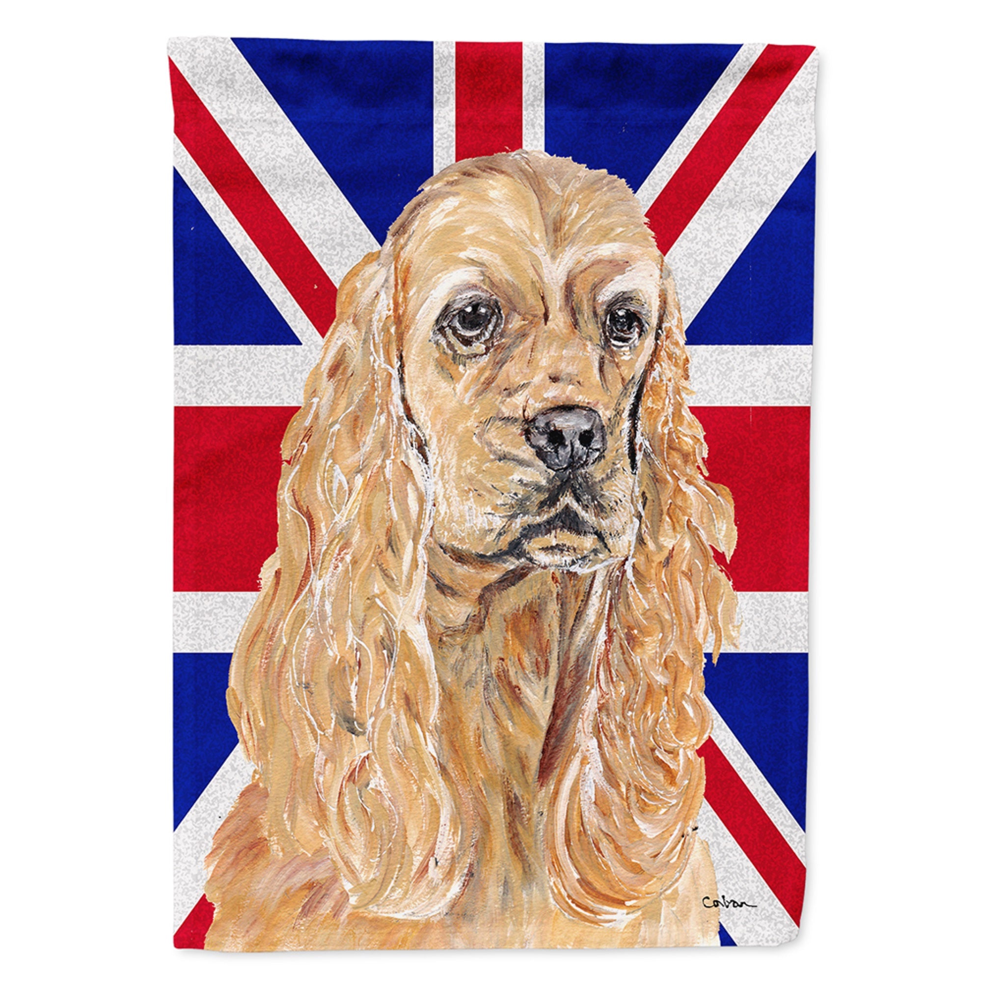 Buff Cocker Spaniel With English Union Jack British Flag Flag Garden Size