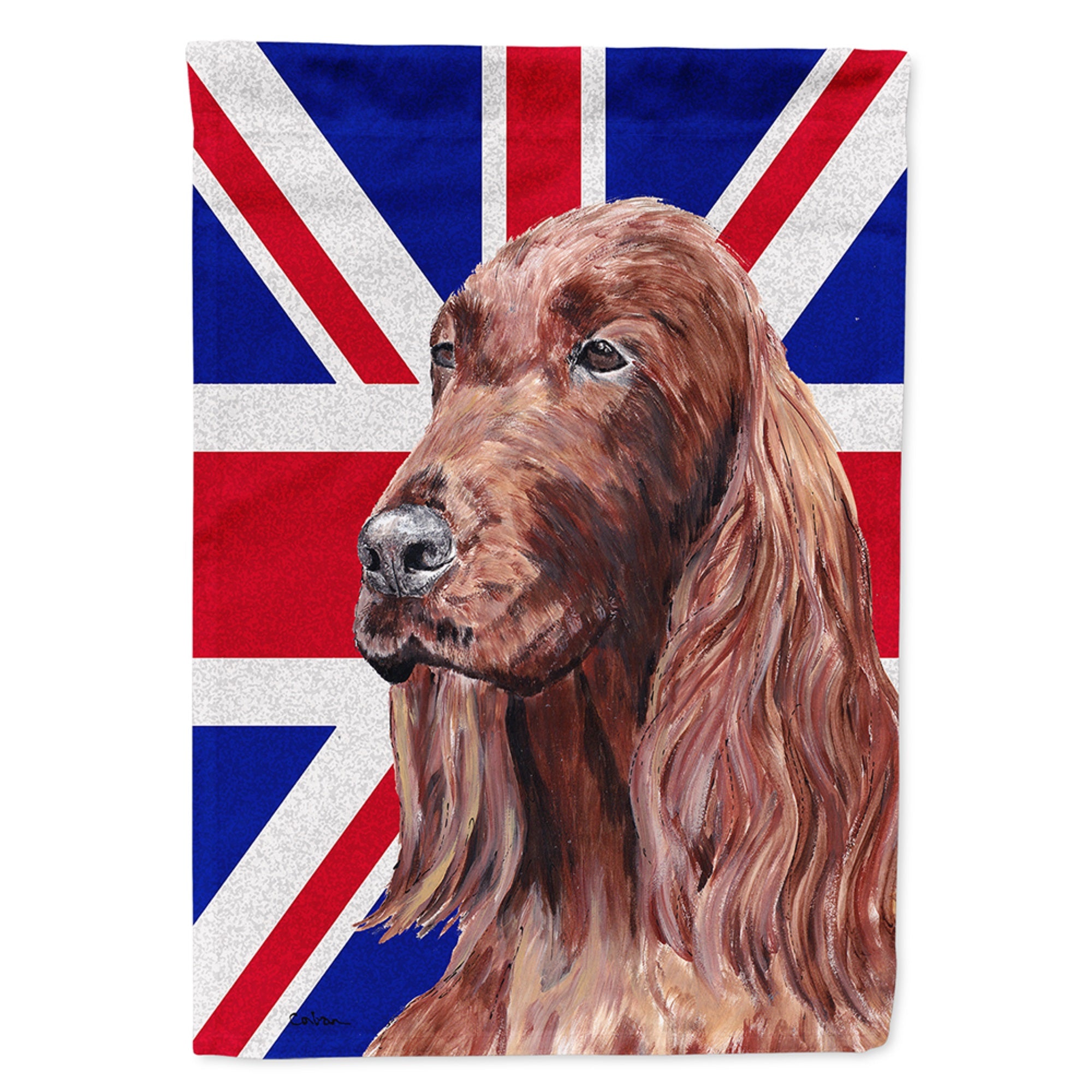 Irish Setter With English Union Jack British Flag Flag Garden Size