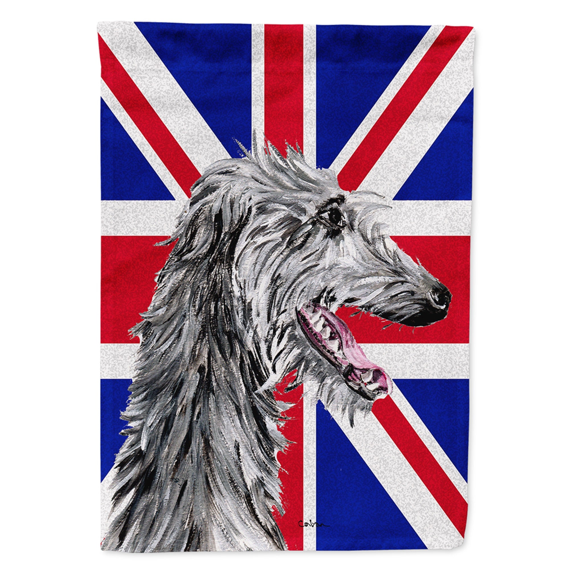 Scottish Deerhound With English Union Jack British Flag Flag Garden Size
