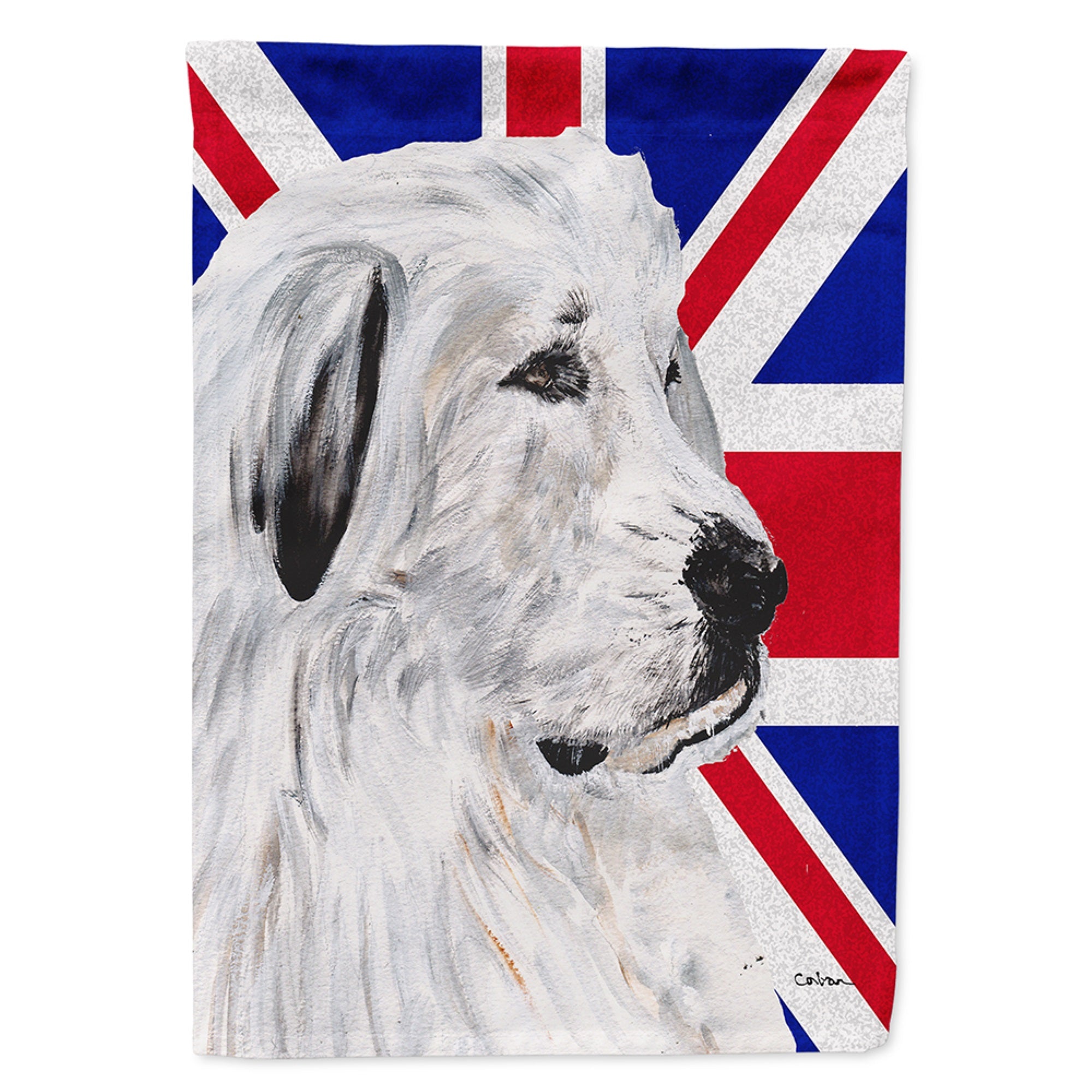 Great Pyrenees With English Union Jack British Flag Flag Garden Size