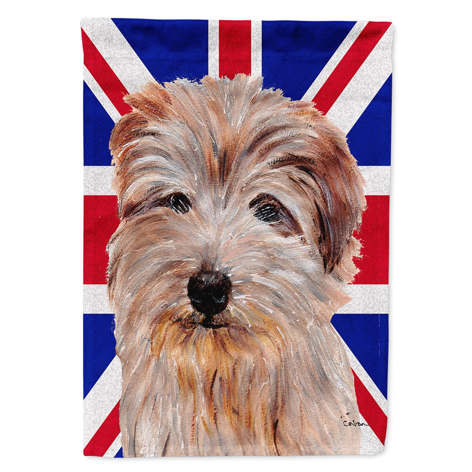 Norfolk Terrier With English Union Jack British Flag Flag Garden Size